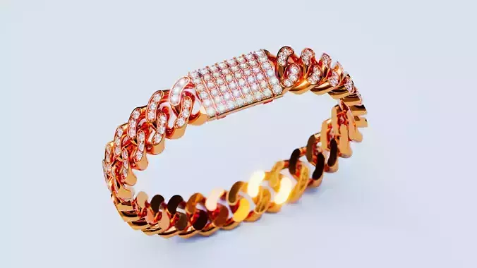 Cuban Chain Bracelet 16 3D print model
