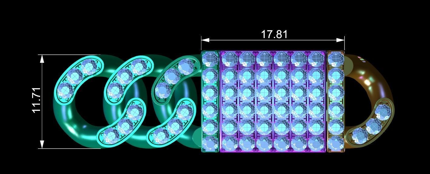 Cuban Chain Bracelet 16 3D print model_2