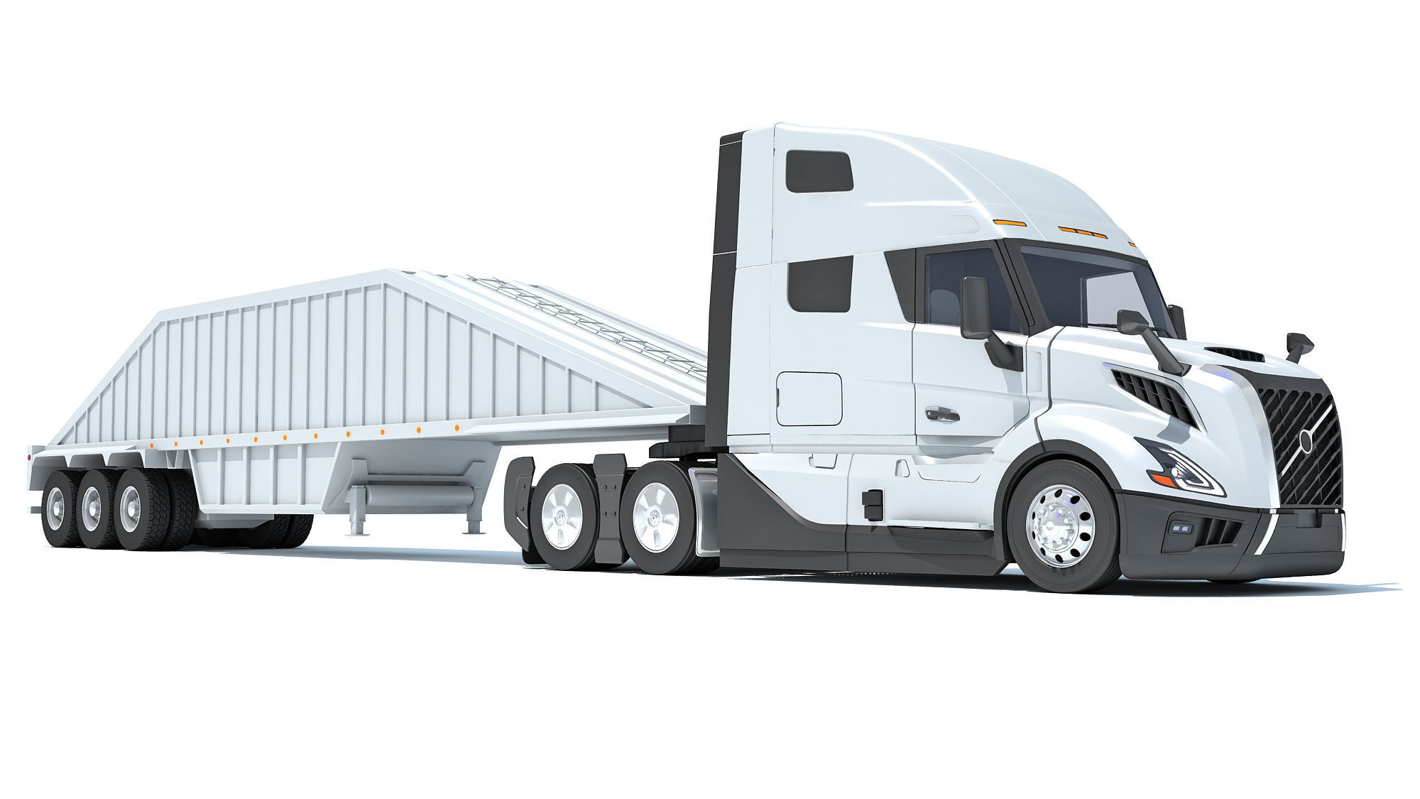 2024 Semi Truck with Bottom Dump Trailer 3D model_8