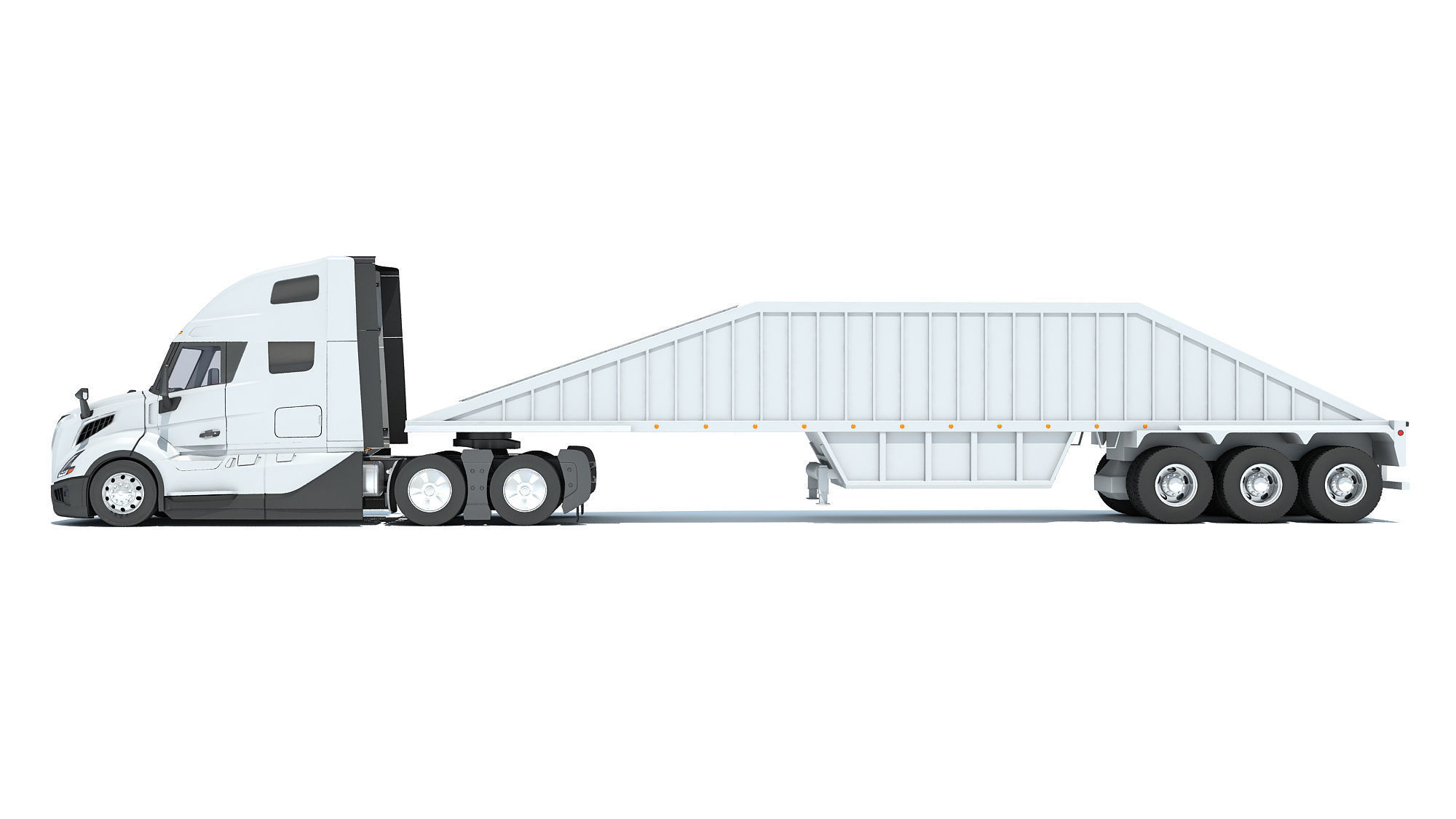 2024 Semi Truck with Bottom Dump Trailer 3D model_1