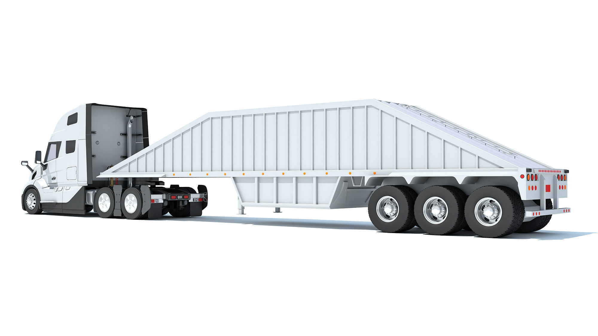 2024 Semi Truck with Bottom Dump Trailer 3D model_2
