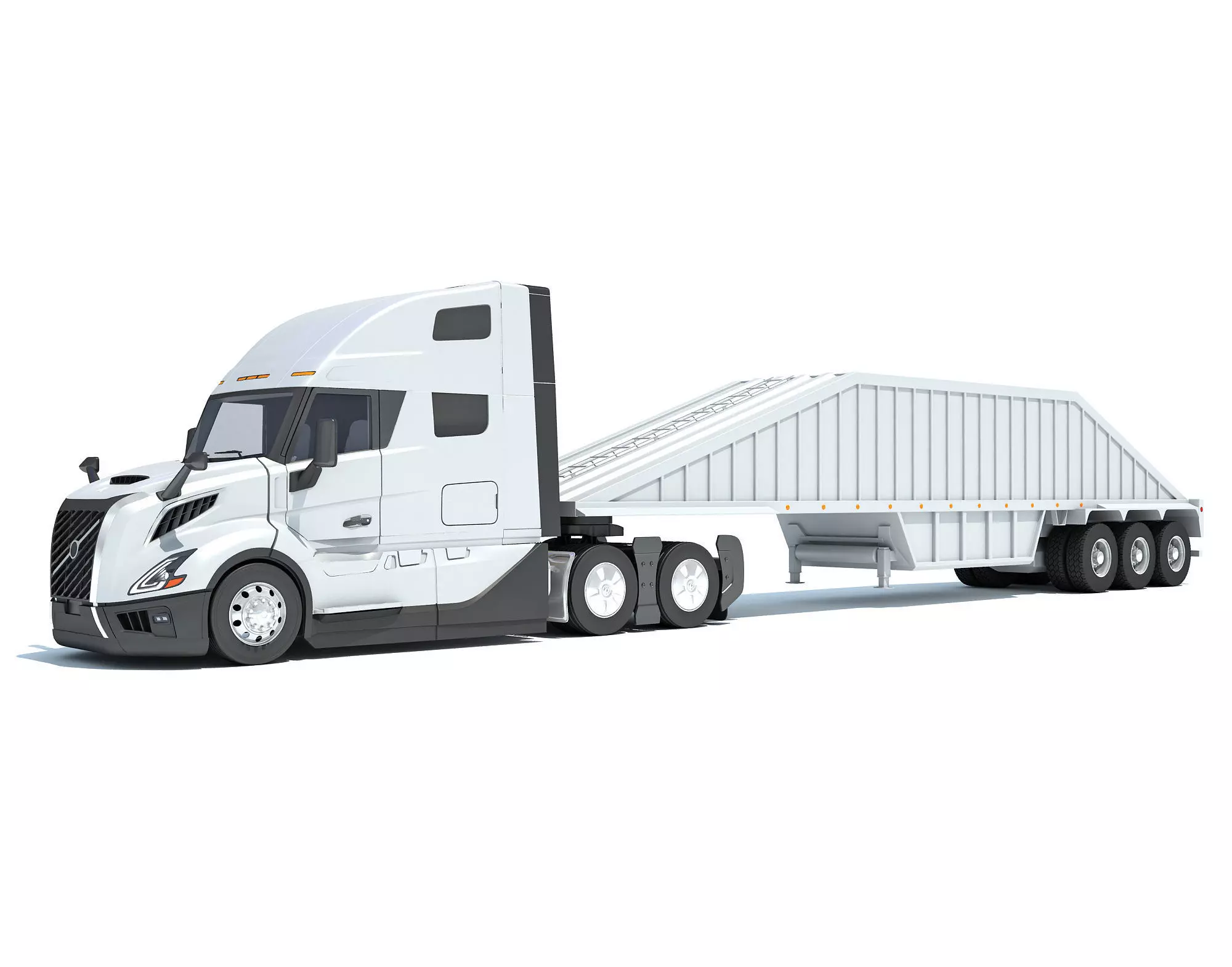 2024 Semi Truck with Bottom Dump Trailer 3D model_0