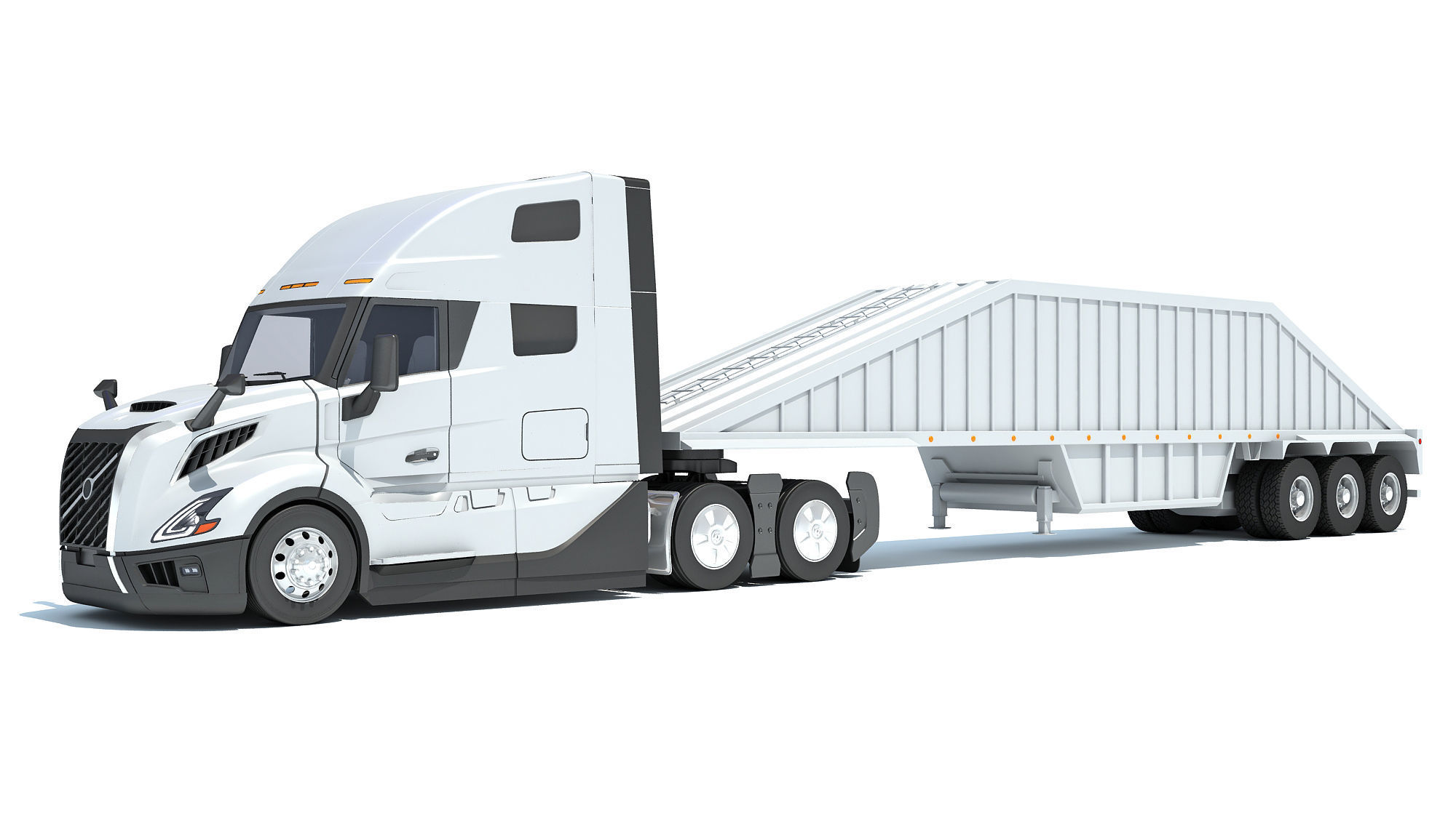 2024 Semi Truck with Bottom Dump Trailer 3D model_9