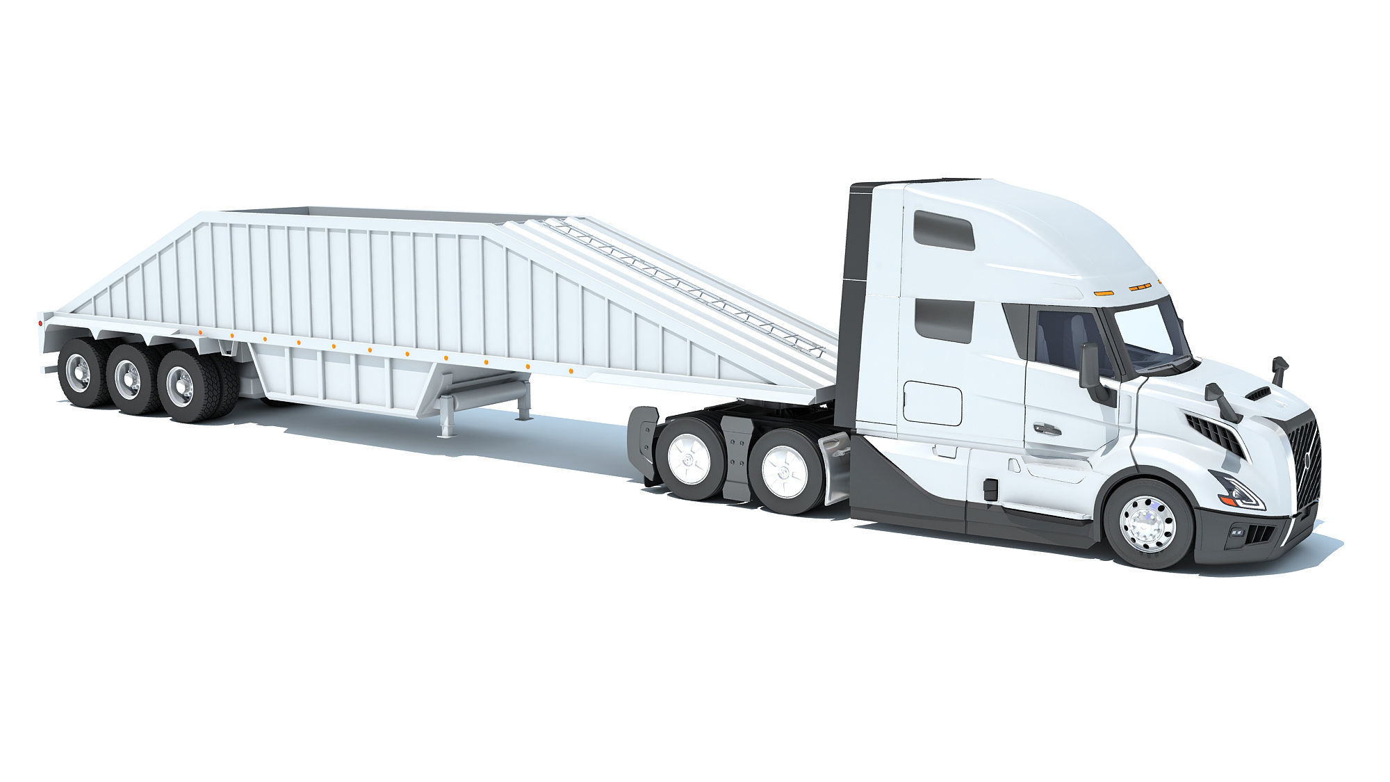 2024 Semi Truck with Bottom Dump Trailer 3D model_7