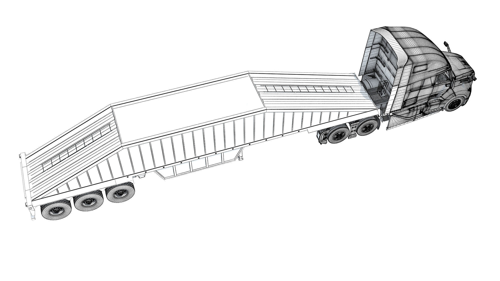 2024 Semi Truck with Bottom Dump Trailer 3D model_19