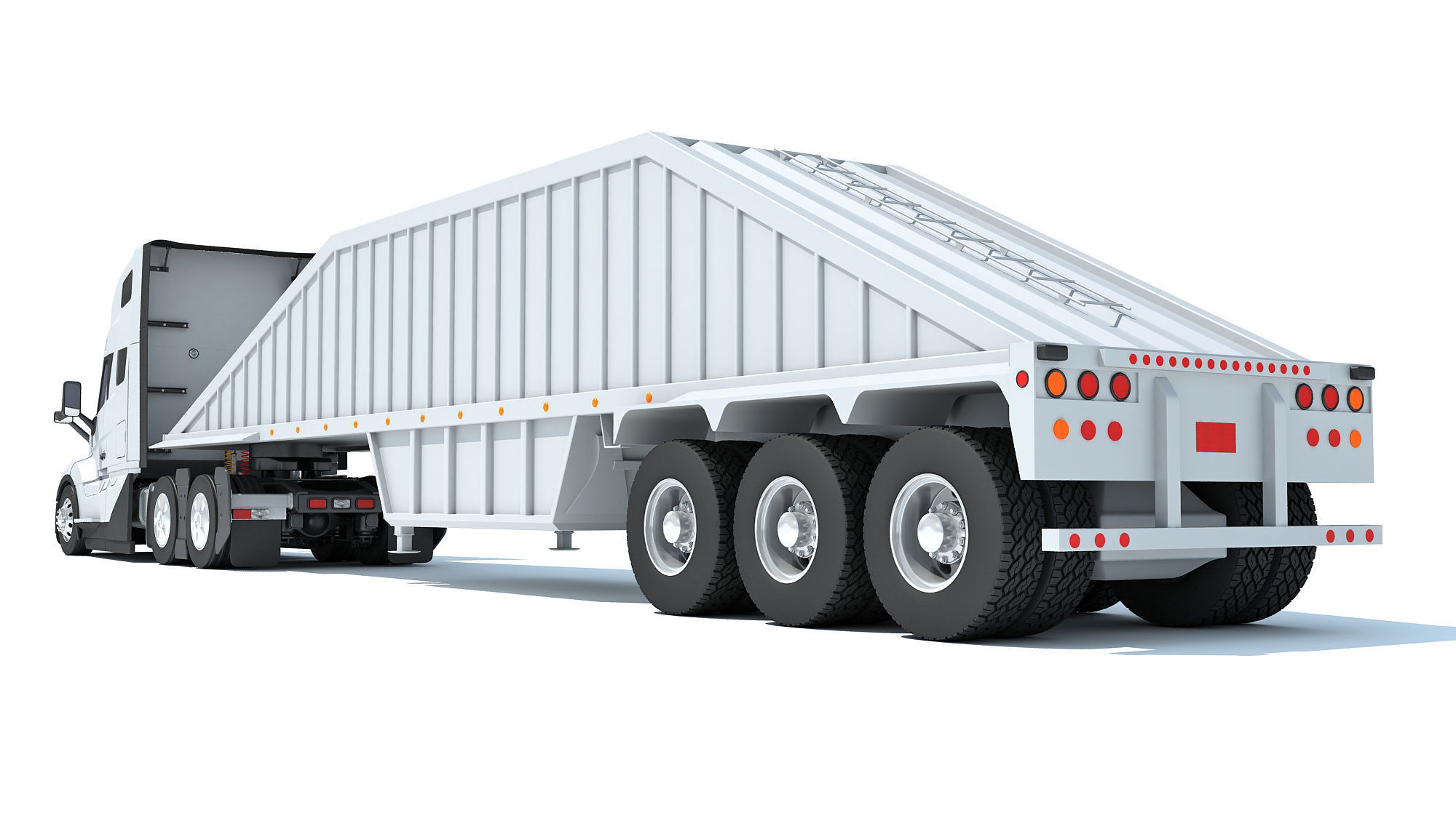 2024 Semi Truck with Bottom Dump Trailer 3D model_3