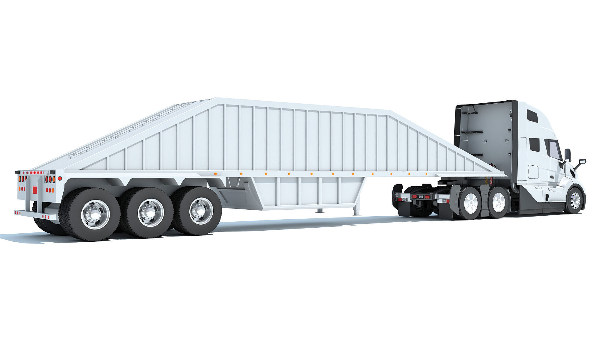 2024 Semi Truck with Bottom Dump Trailer 3D model_4