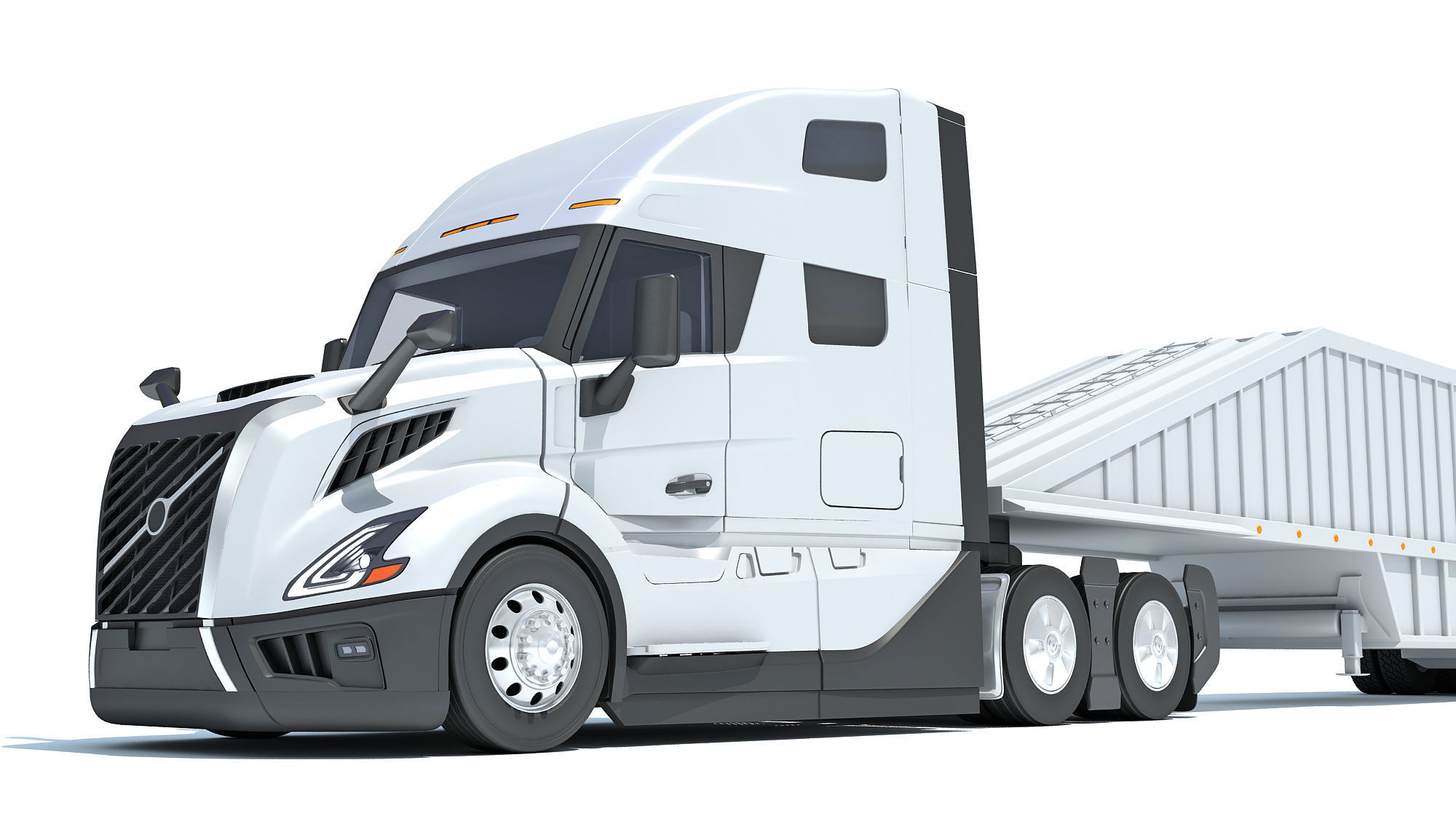 2024 Semi Truck with Bottom Dump Trailer 3D model_12