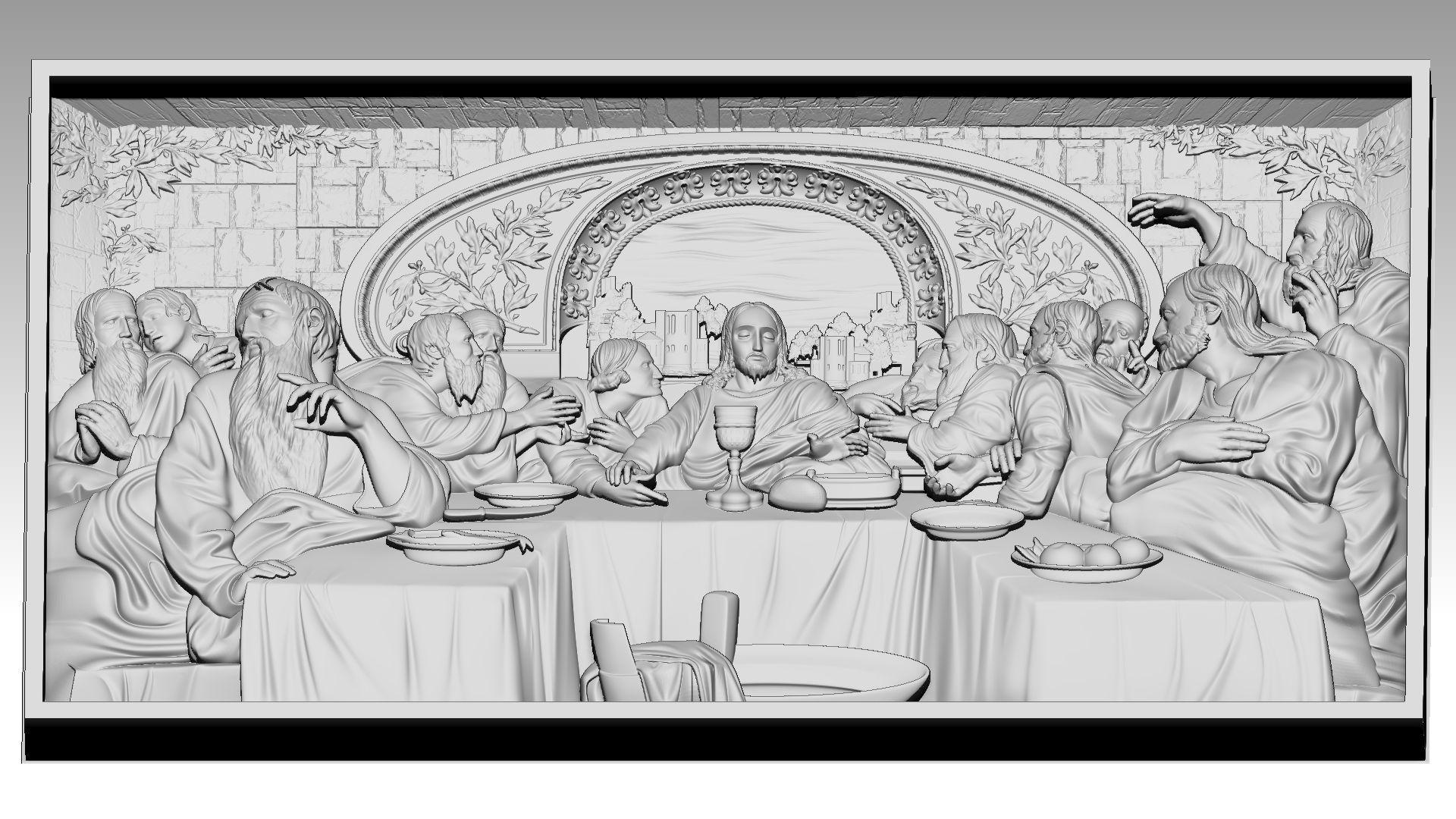 The Last Supper - Jesus Christ and the 12 Apostles Relief  3D print model_6