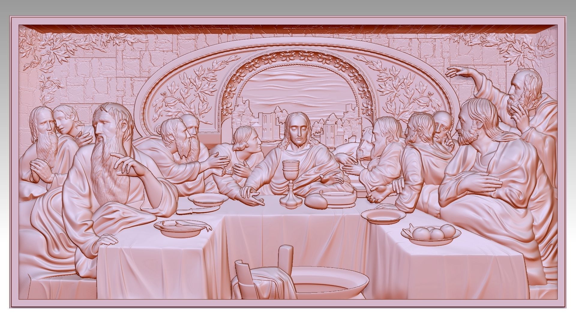 The Last Supper - Jesus Christ and the 12 Apostles Relief  3D print model_9