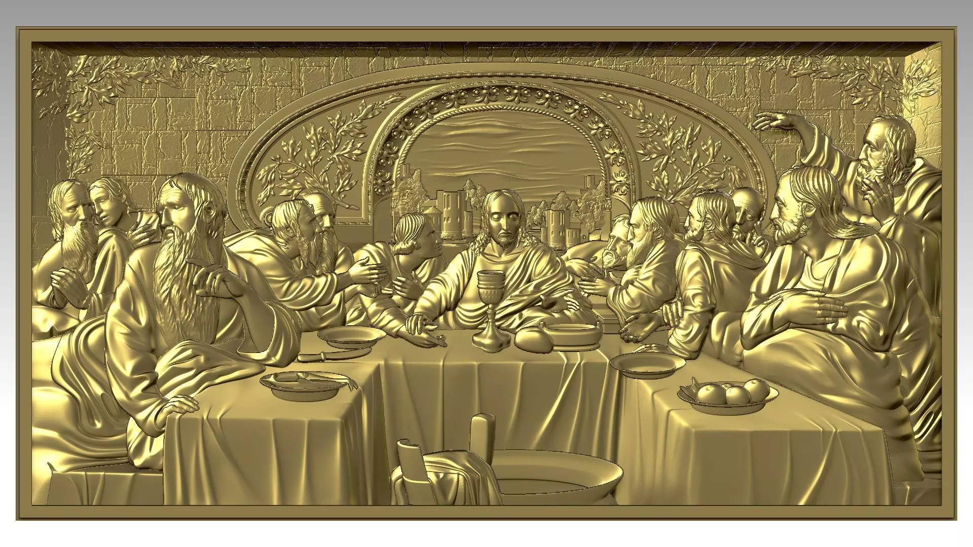 The Last Supper - Jesus Christ and the 12 Apostles Relief  3D print model_0