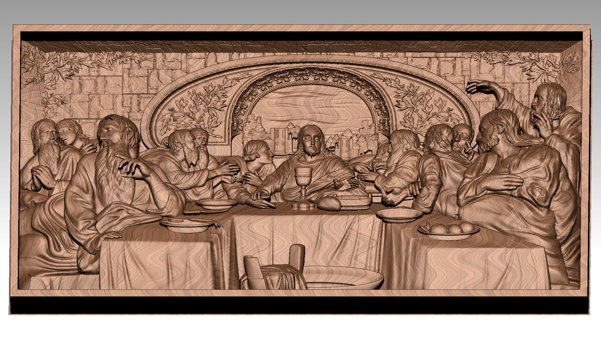 The Last Supper - Jesus Christ and the 12 Apostles Relief  3D print model_5