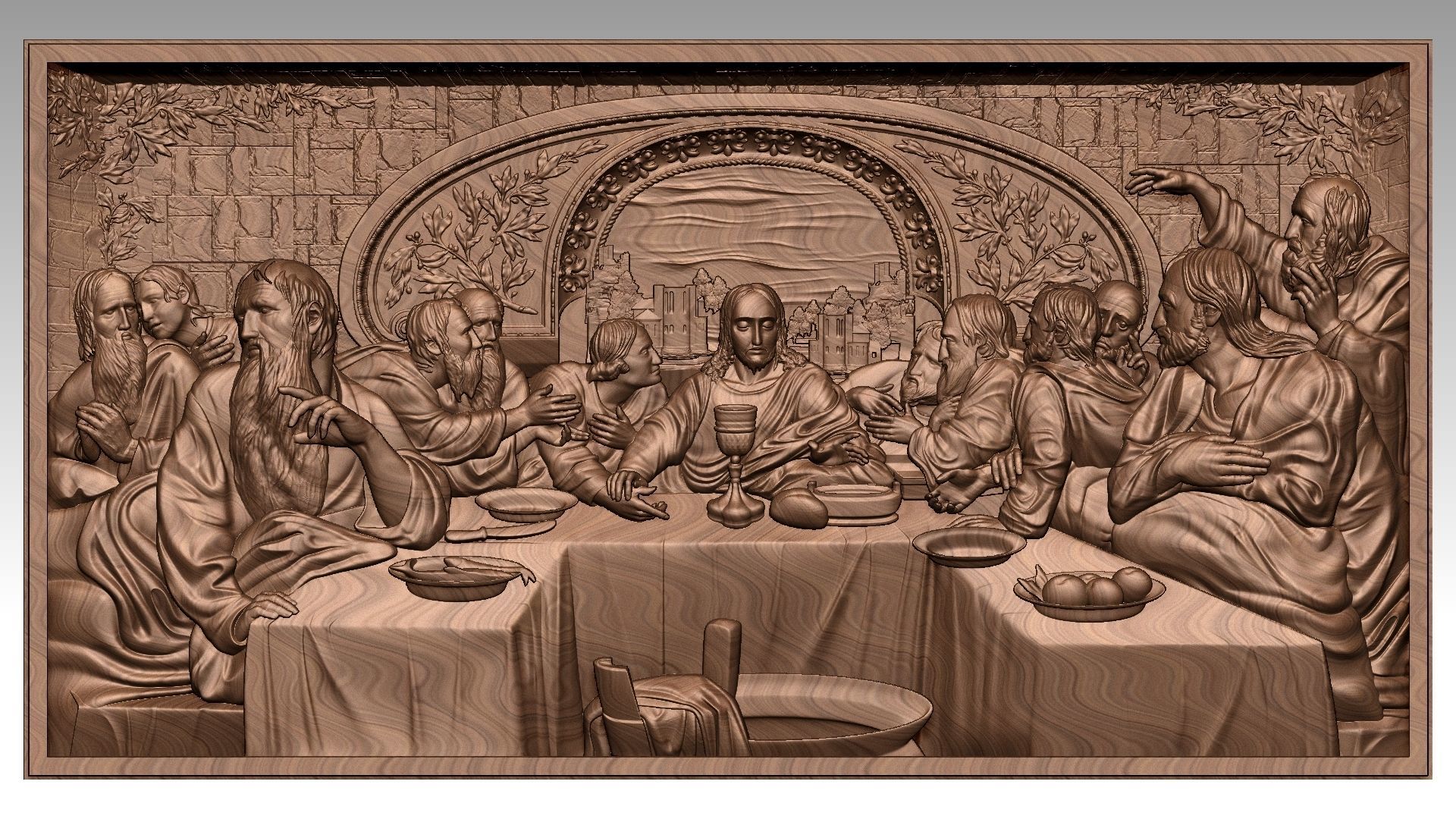 The Last Supper - Jesus Christ and the 12 Apostles Relief  3D print model_11