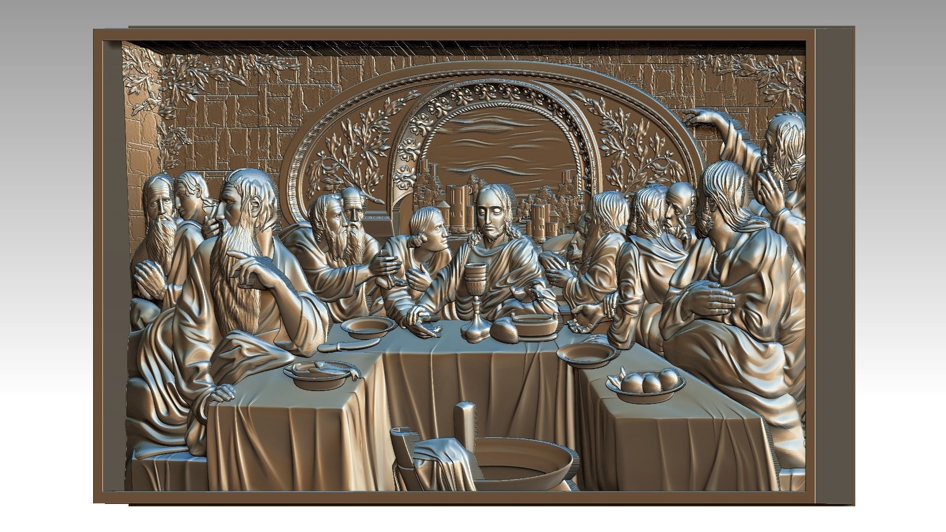 The Last Supper - Jesus Christ and the 12 Apostles Relief  3D print model_14