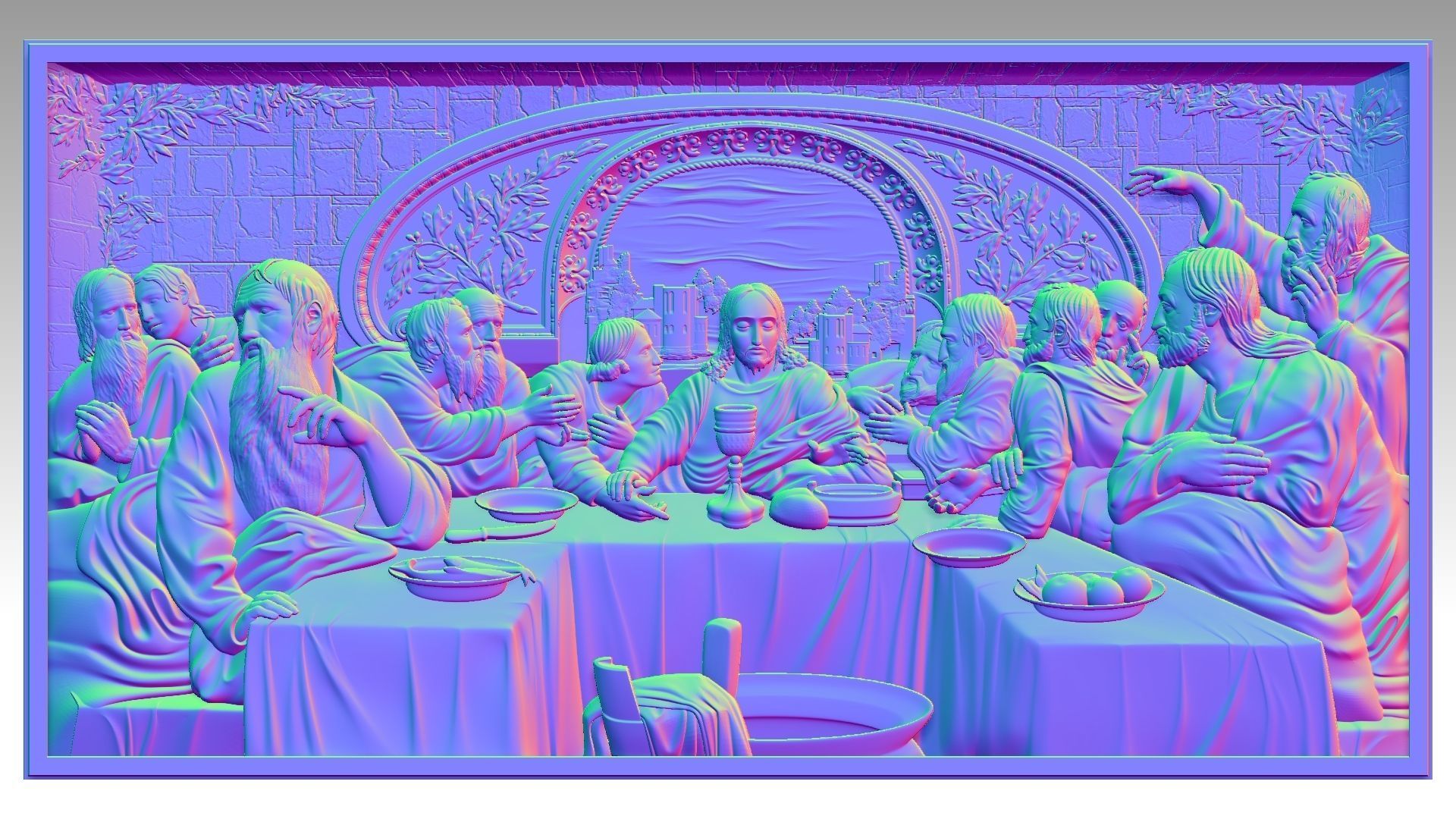 The Last Supper - Jesus Christ and the 12 Apostles Relief  3D print model_12