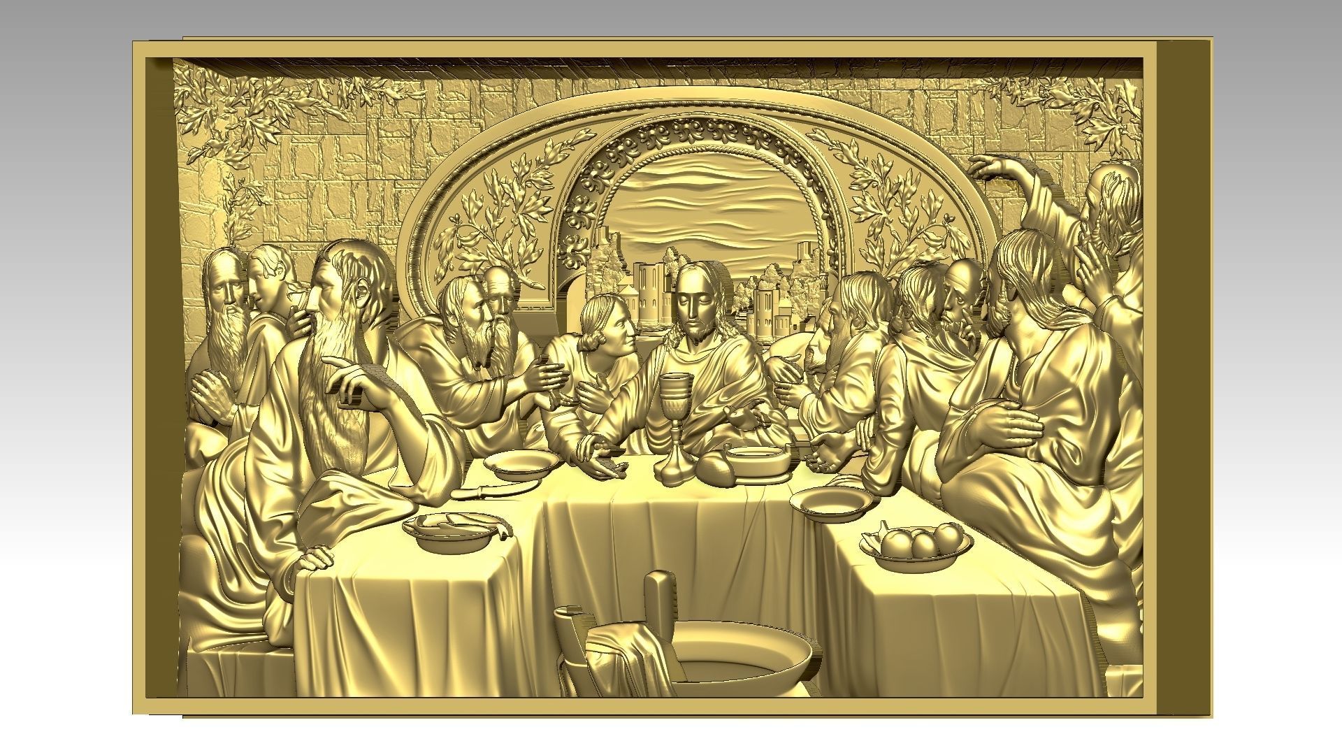 The Last Supper - Jesus Christ and the 12 Apostles Relief  3D print model_13