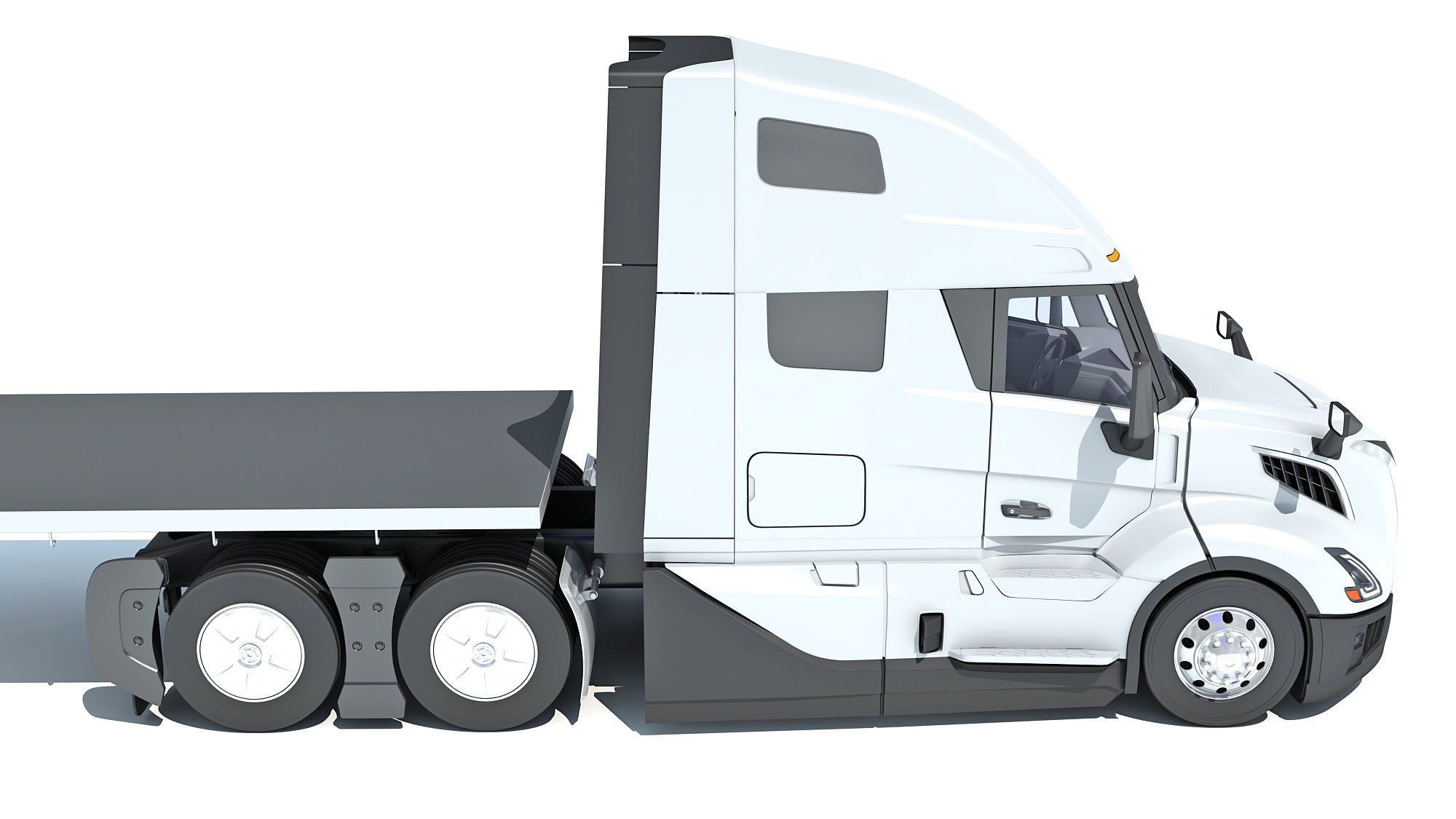 2024 Semi Truck with Flatbed Trailer 3D model_14