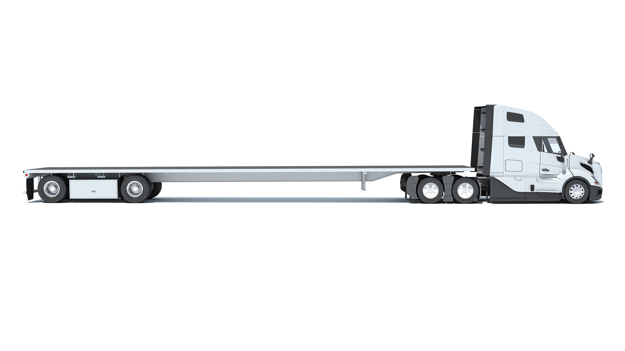 2024 Semi Truck with Flatbed Trailer 3D model_5