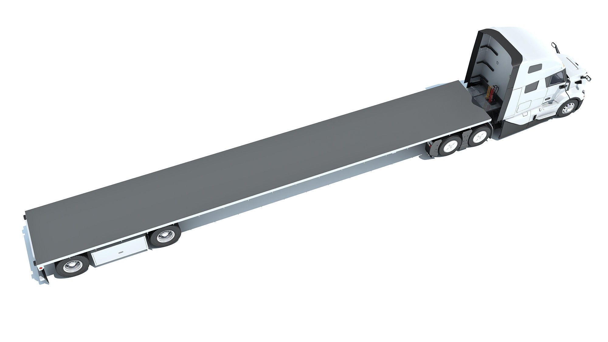 2024 Semi Truck with Flatbed Trailer 3D model_6