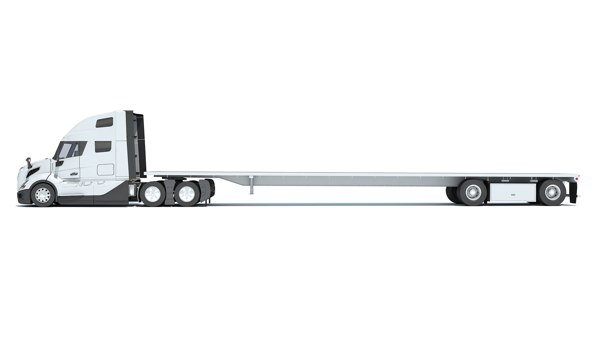 2024 Semi Truck with Flatbed Trailer 3D model_1