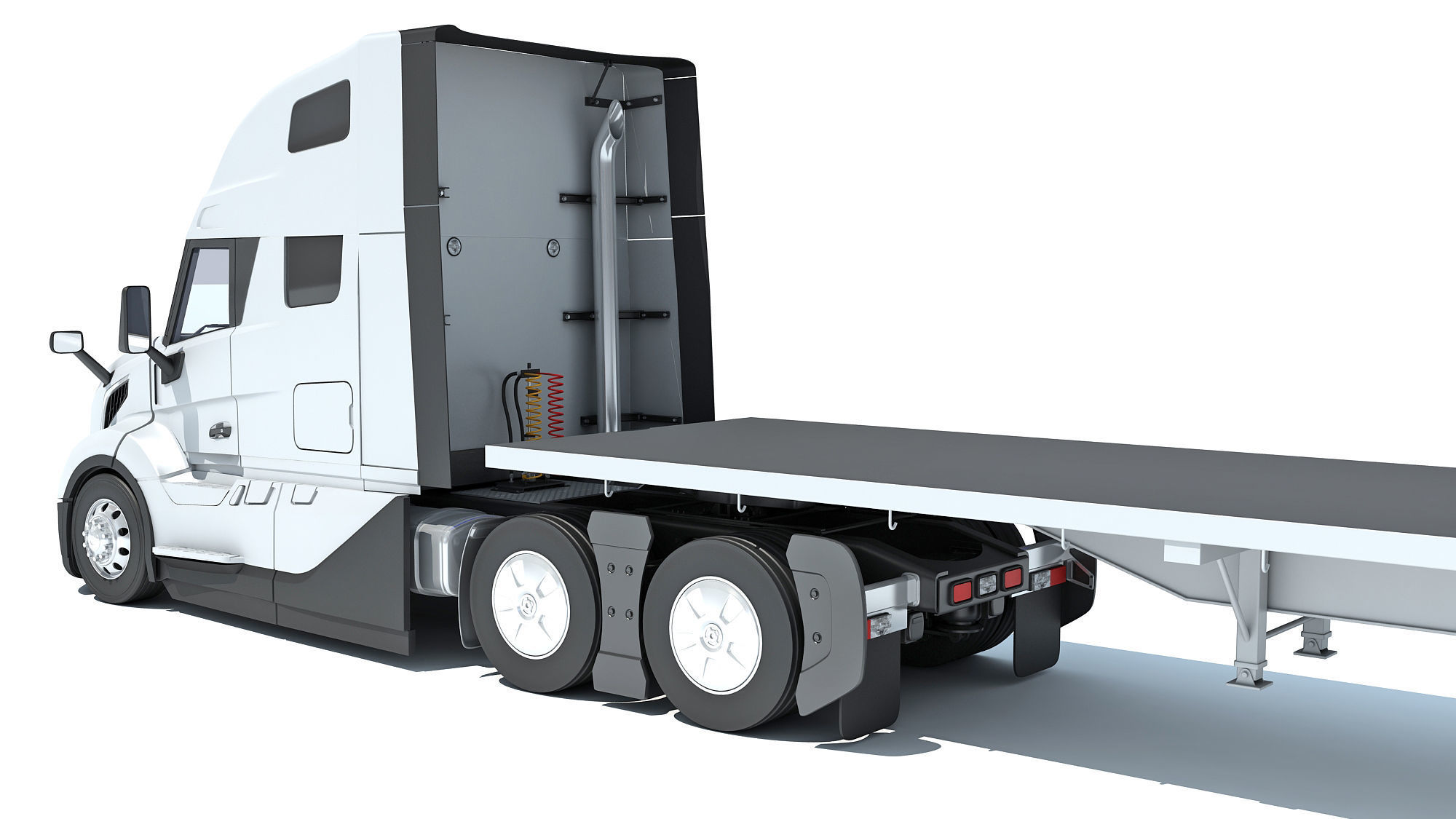 2024 Semi Truck with Flatbed Trailer 3D model_13