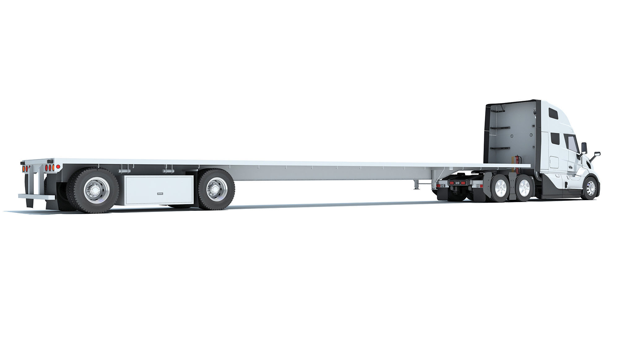 2024 Semi Truck with Flatbed Trailer 3D model_4