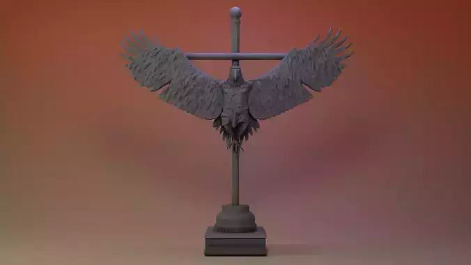  Majestic Bald Eagle Perched on Cross 3D Printable Miniature