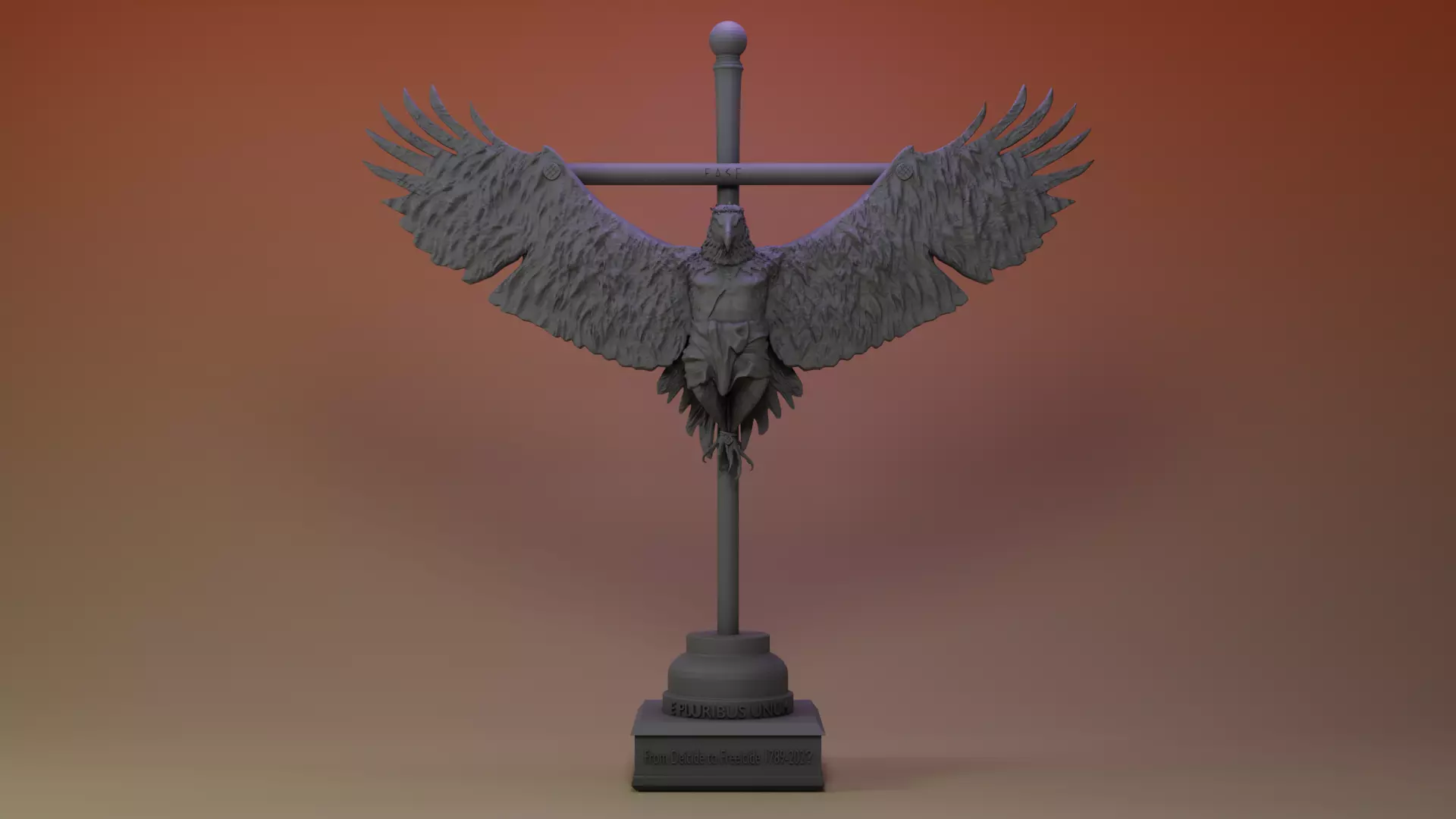Majestic Bald Eagle Perched on Cross 3D Printable Miniature 3D print model_0