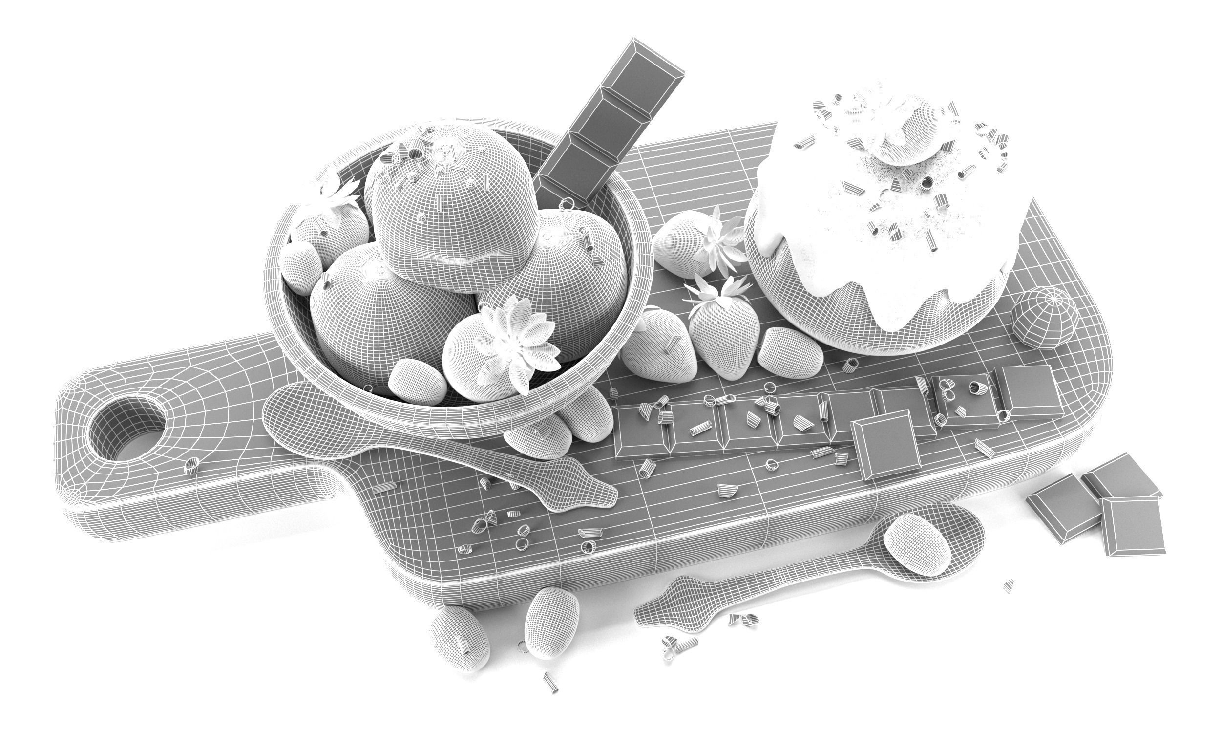 Fruit And Chocolate Ice Cream 3D model_6