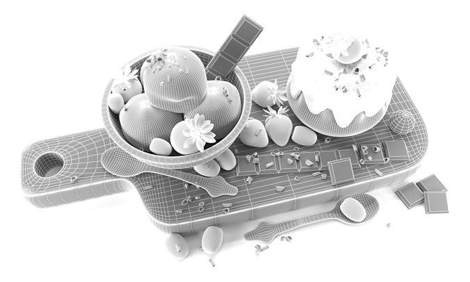 Fruit And Chocolate Ice Cream 3D model 7