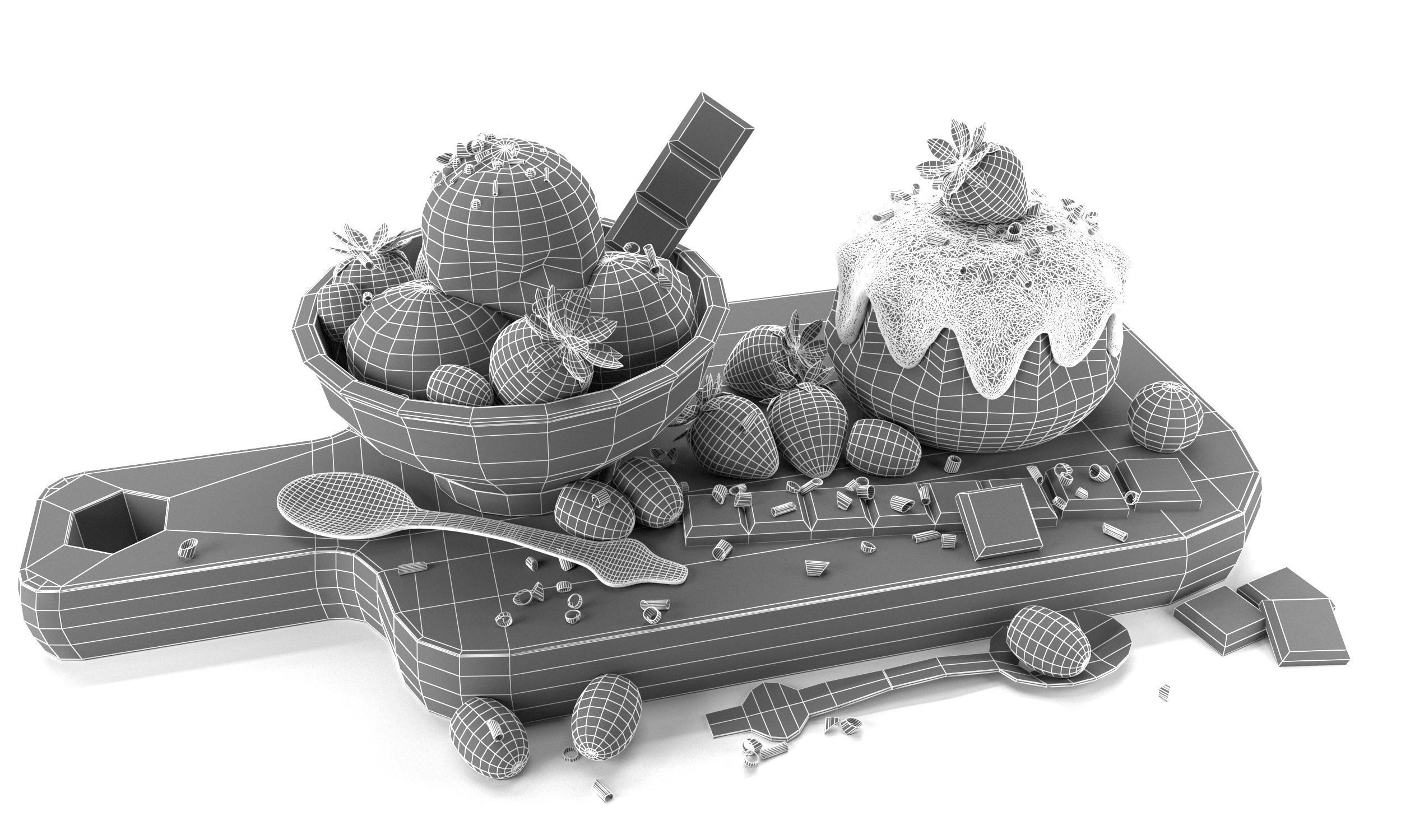 Fruit And Chocolate Ice Cream 3D model_7