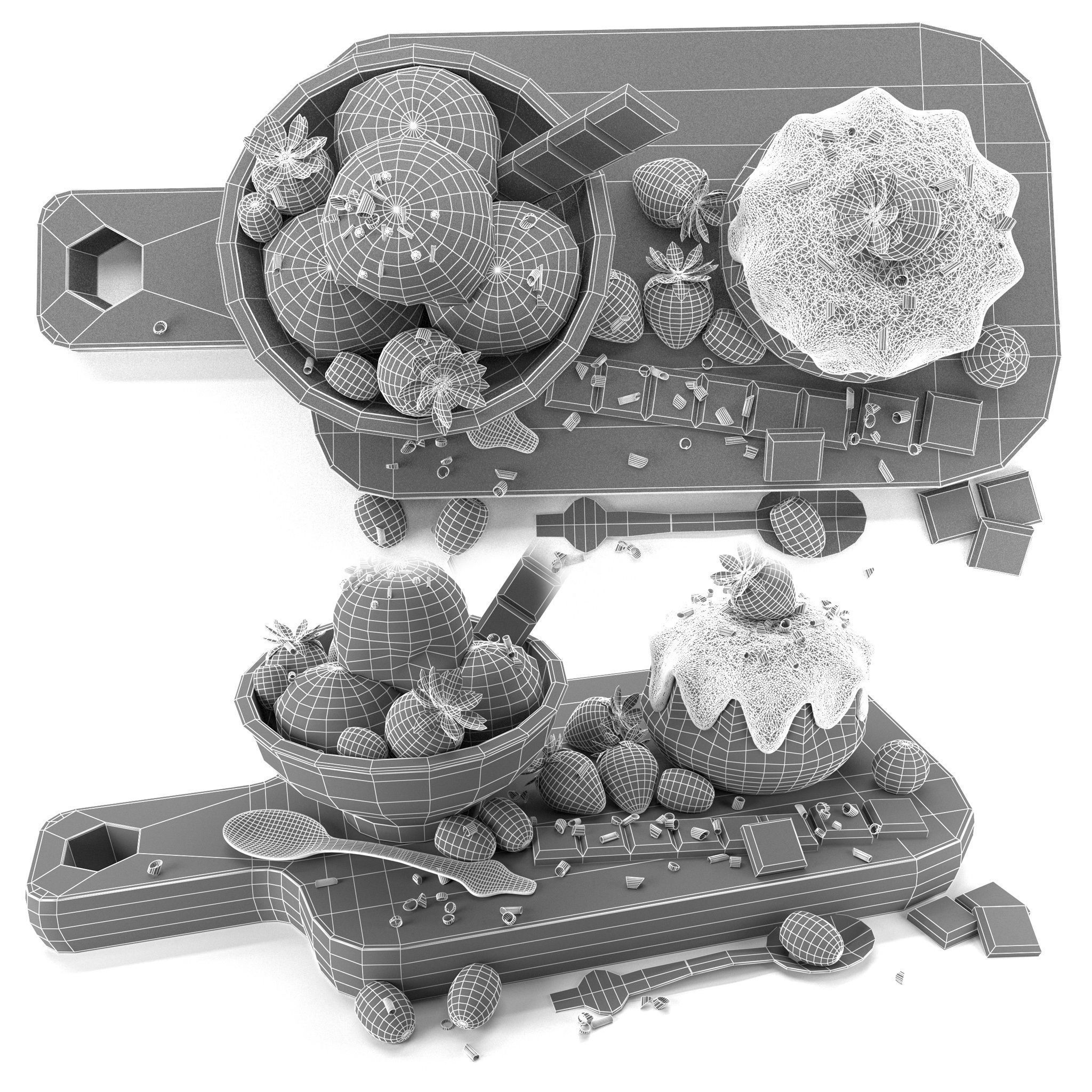 Fruit And Chocolate Ice Cream 3D model_5