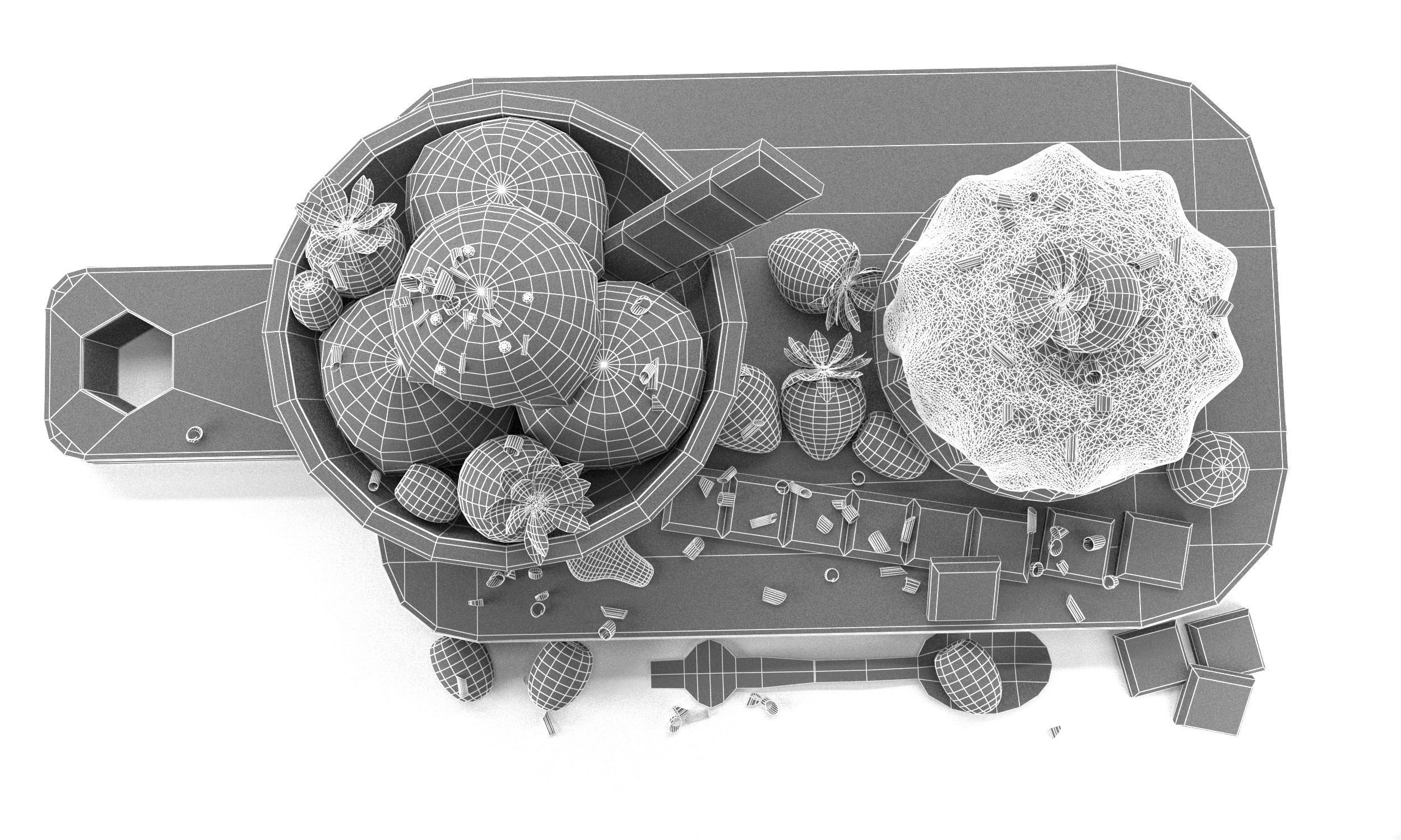 Fruit And Chocolate Ice Cream 3D model_8