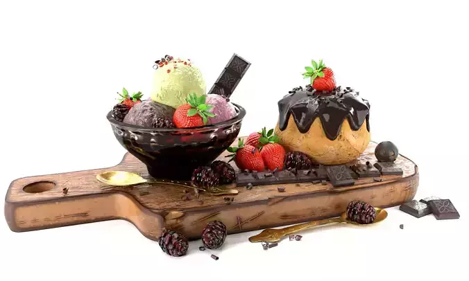 Fruit And Chocolate Ice Cream