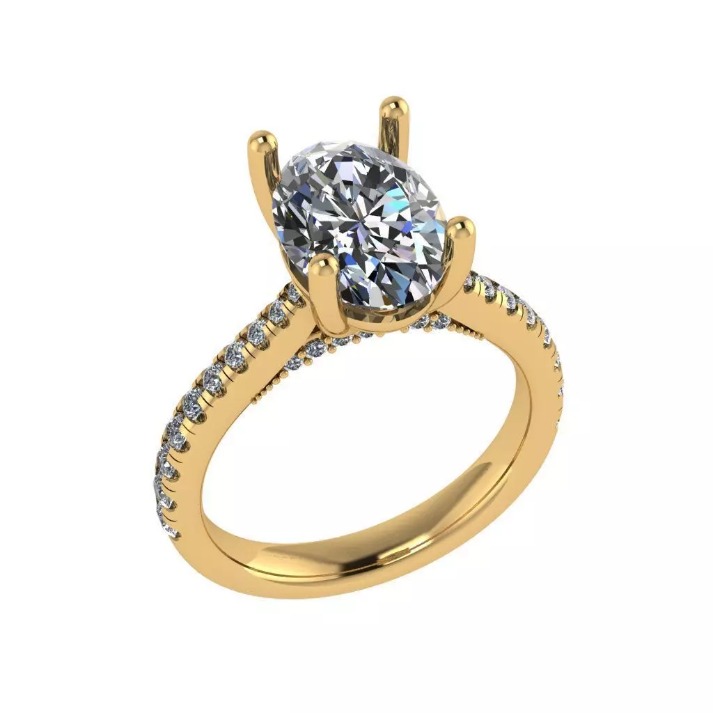 Oval solitaire diamond ring 3D print model