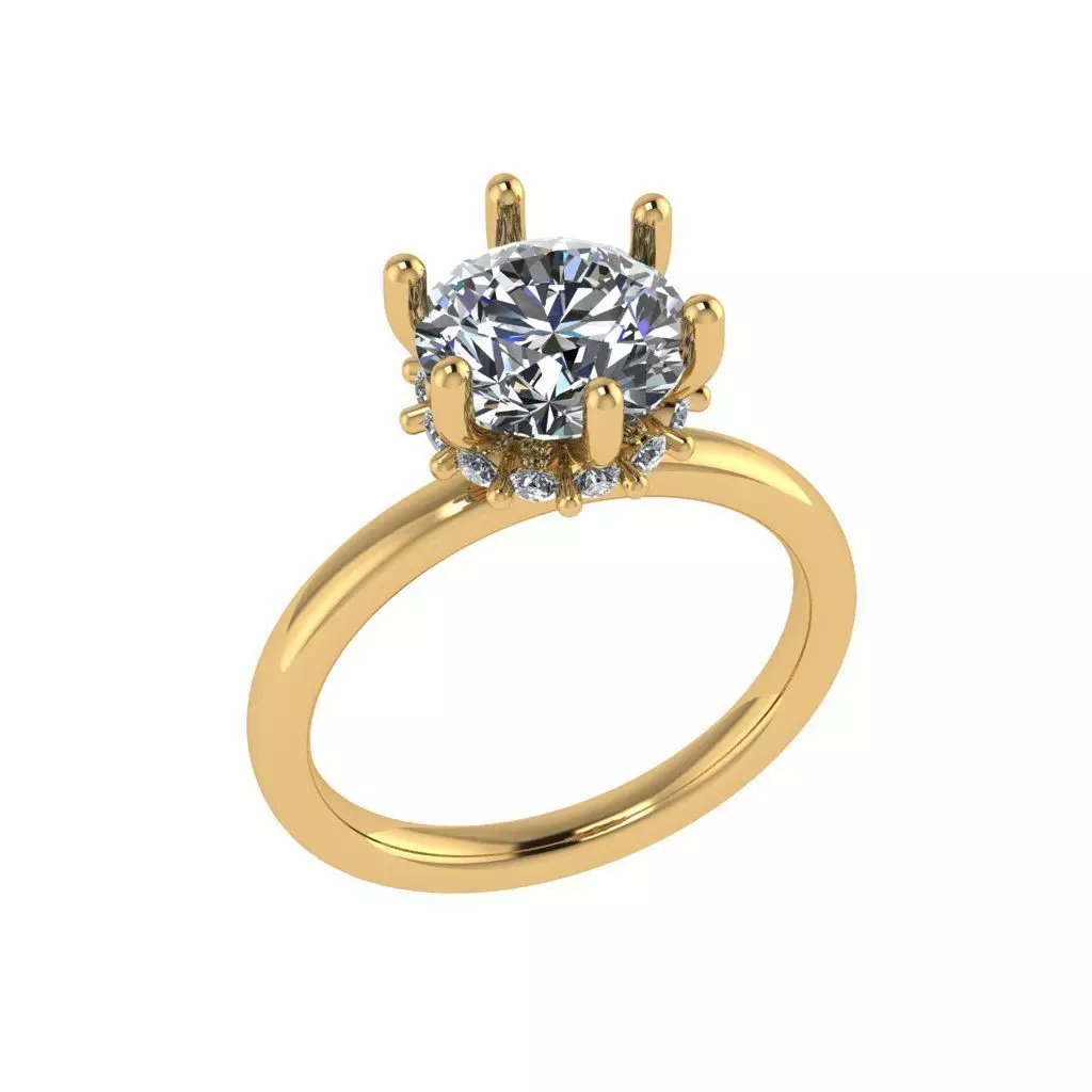 6 prong set diamond ring 3D print model_0