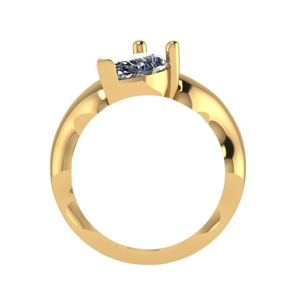 Wavy shank pear cut solitaire diamond ring 3D print model_1