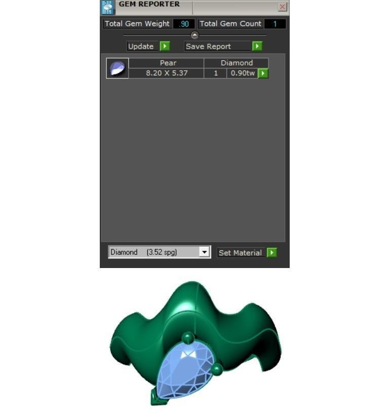 Wavy shank pear cut solitaire diamond ring 3D print model_6