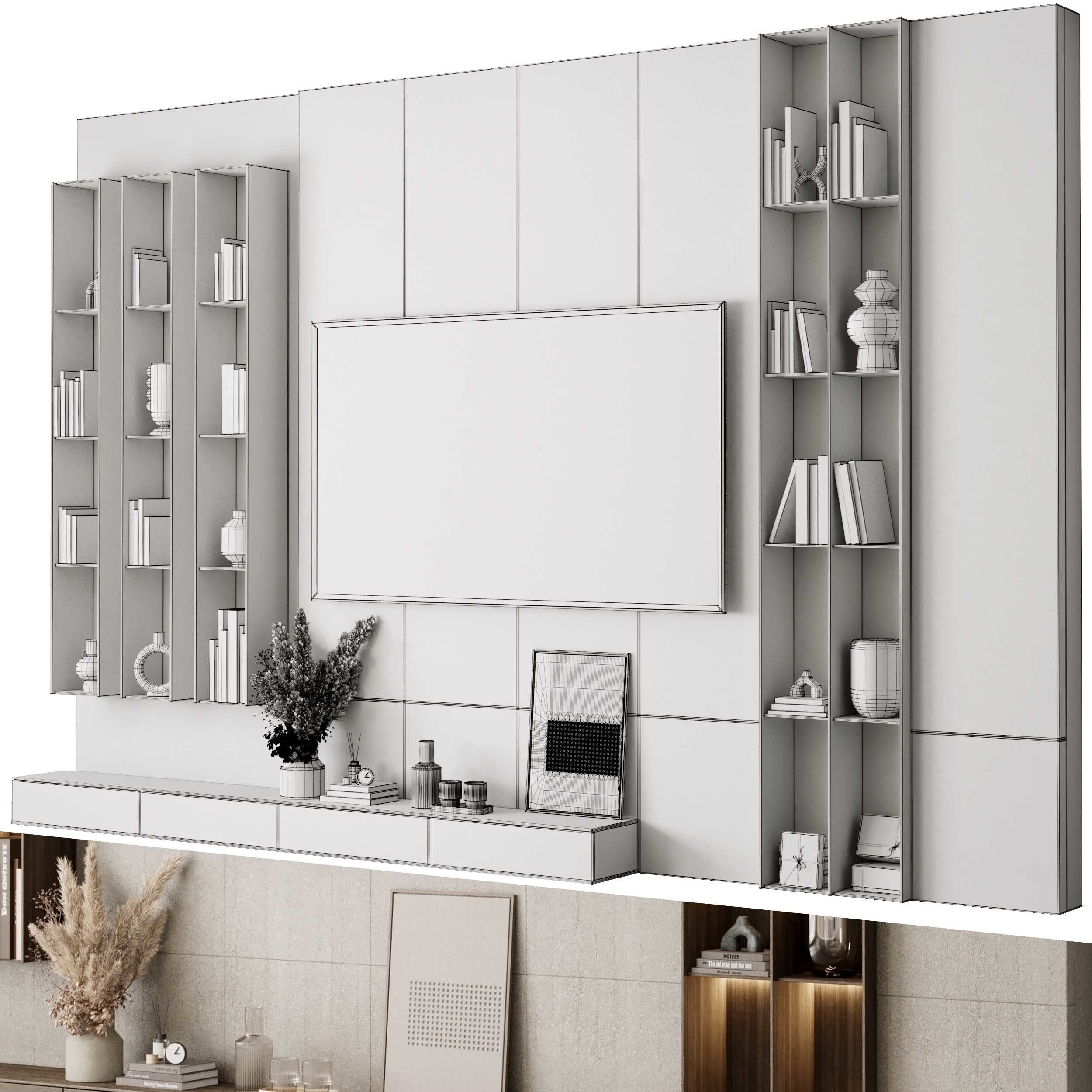 Tv Wall Set 19 3D model_6