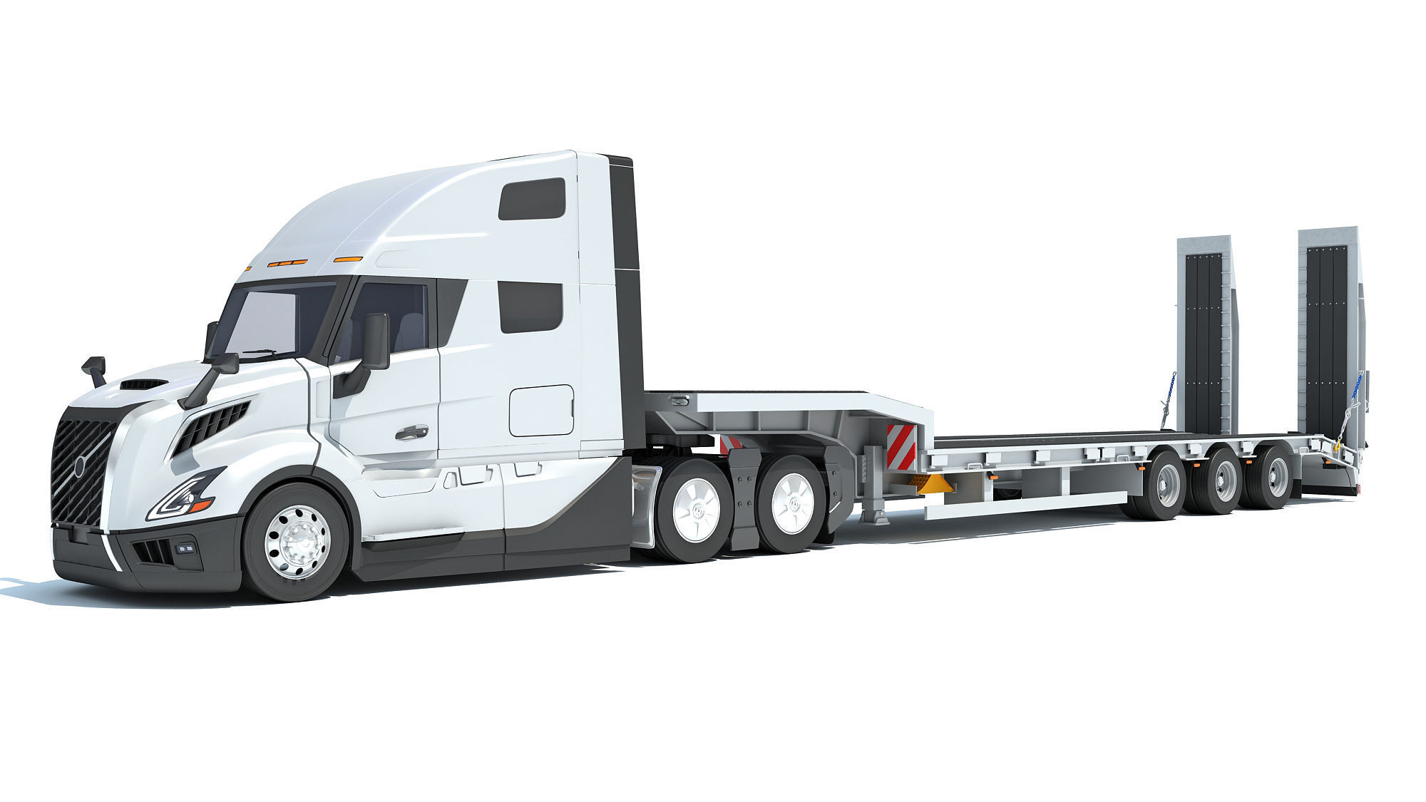 2024 Semi-Truck with Platform Trailer 3D model_8