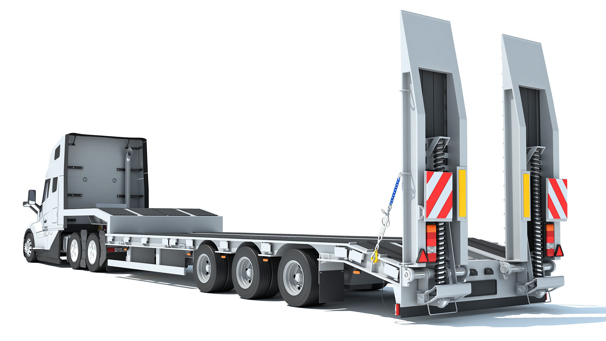 2024 Semi-Truck with Platform Trailer 3D model_3