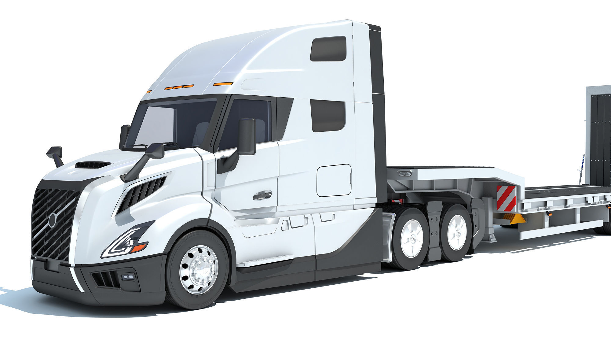 2024 Semi-Truck with Platform Trailer 3D model_12