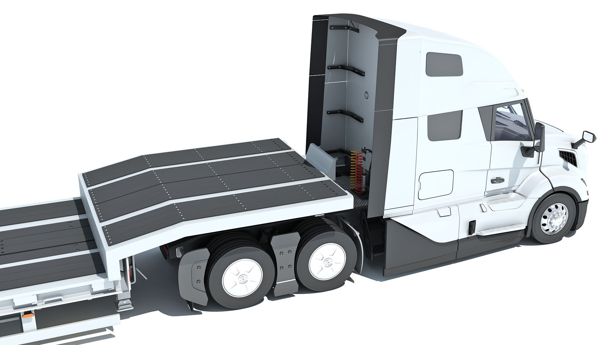 2024 Semi-Truck with Platform Trailer 3D model_16