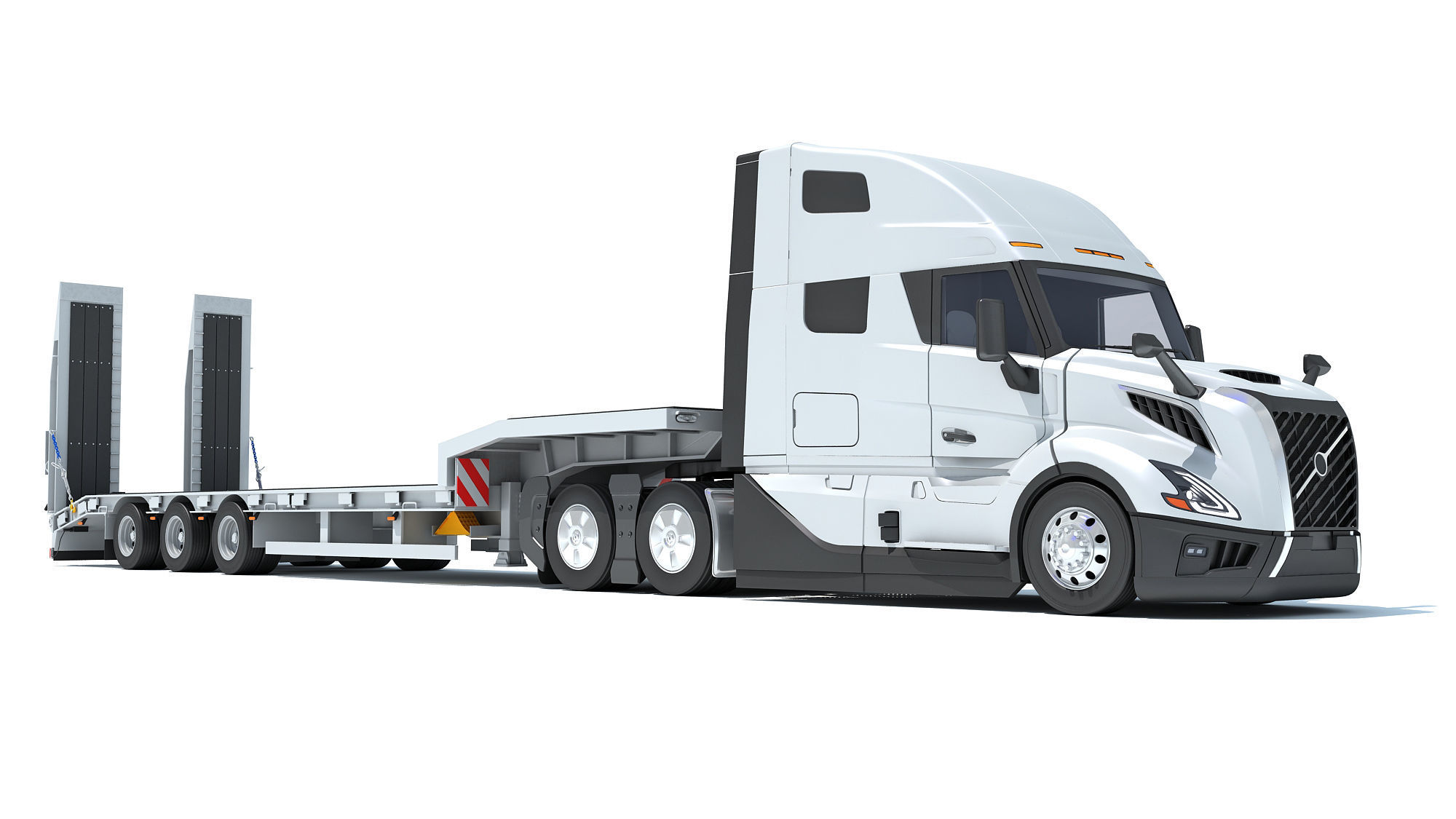 2024 Semi-Truck with Platform Trailer 3D model_9