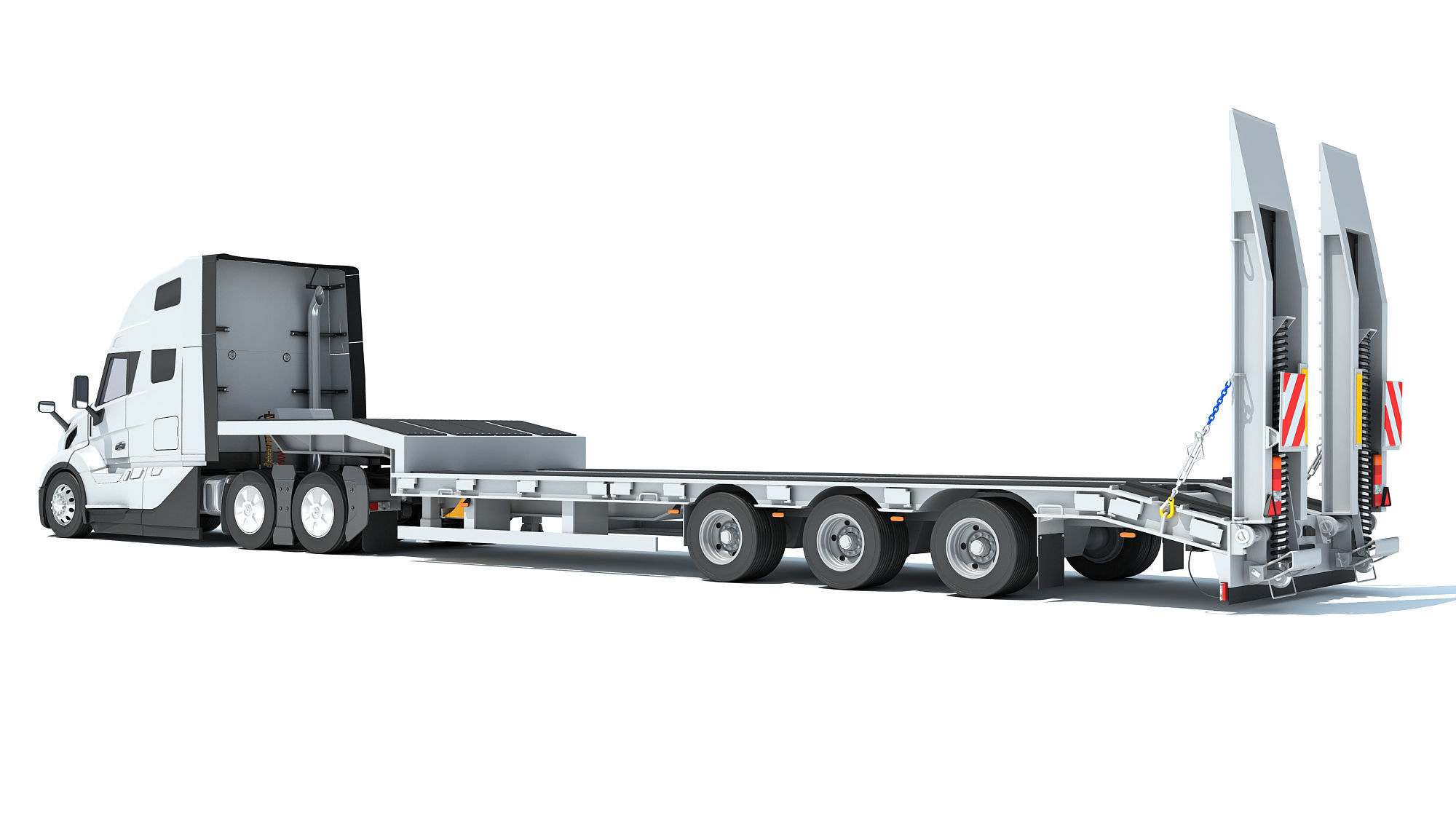 2024 Semi-Truck with Platform Trailer 3D model_2