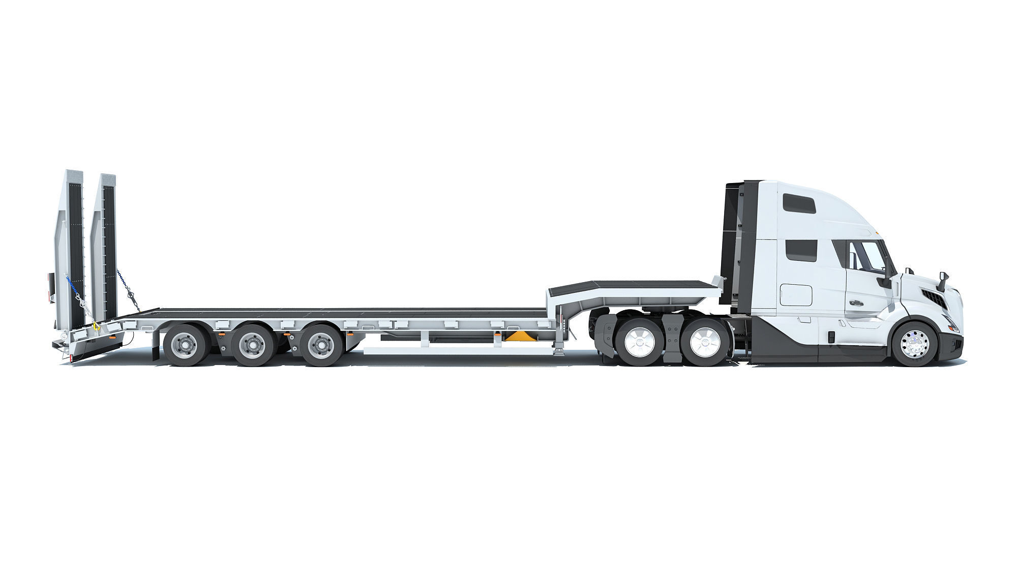 2024 Semi-Truck with Platform Trailer 3D model_5