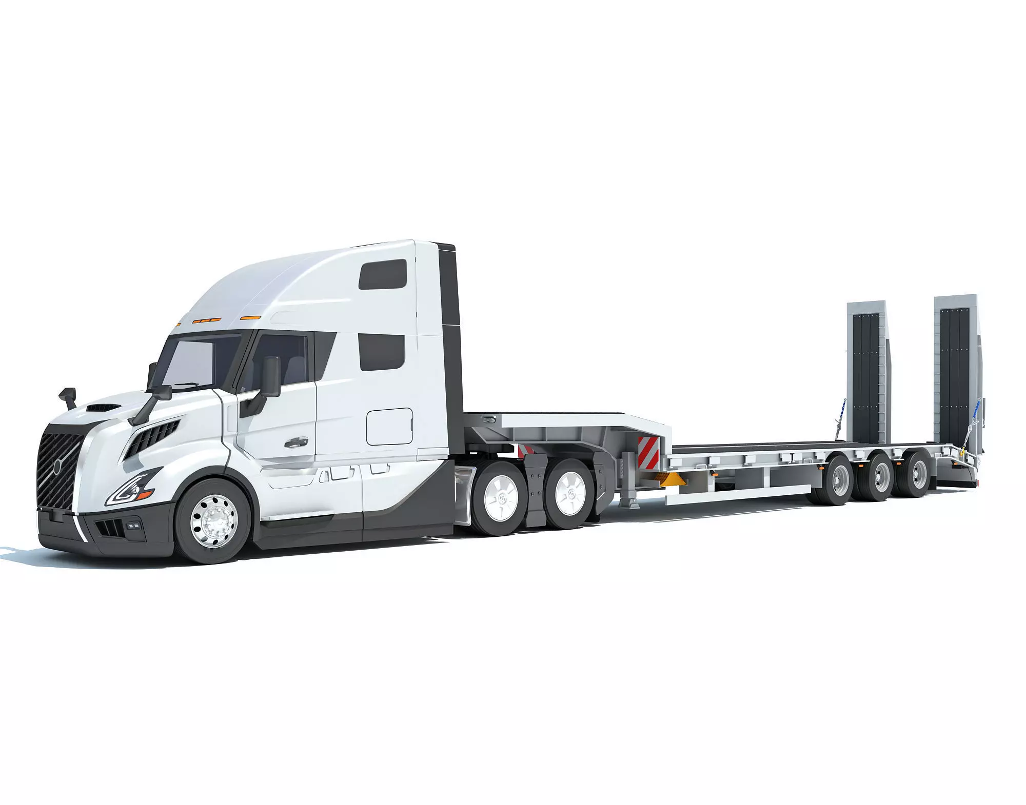 2024 Semi-Truck with Platform Trailer 3D model_0