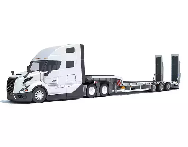 2024 Semi-Truck with Platform Trailer 3D model