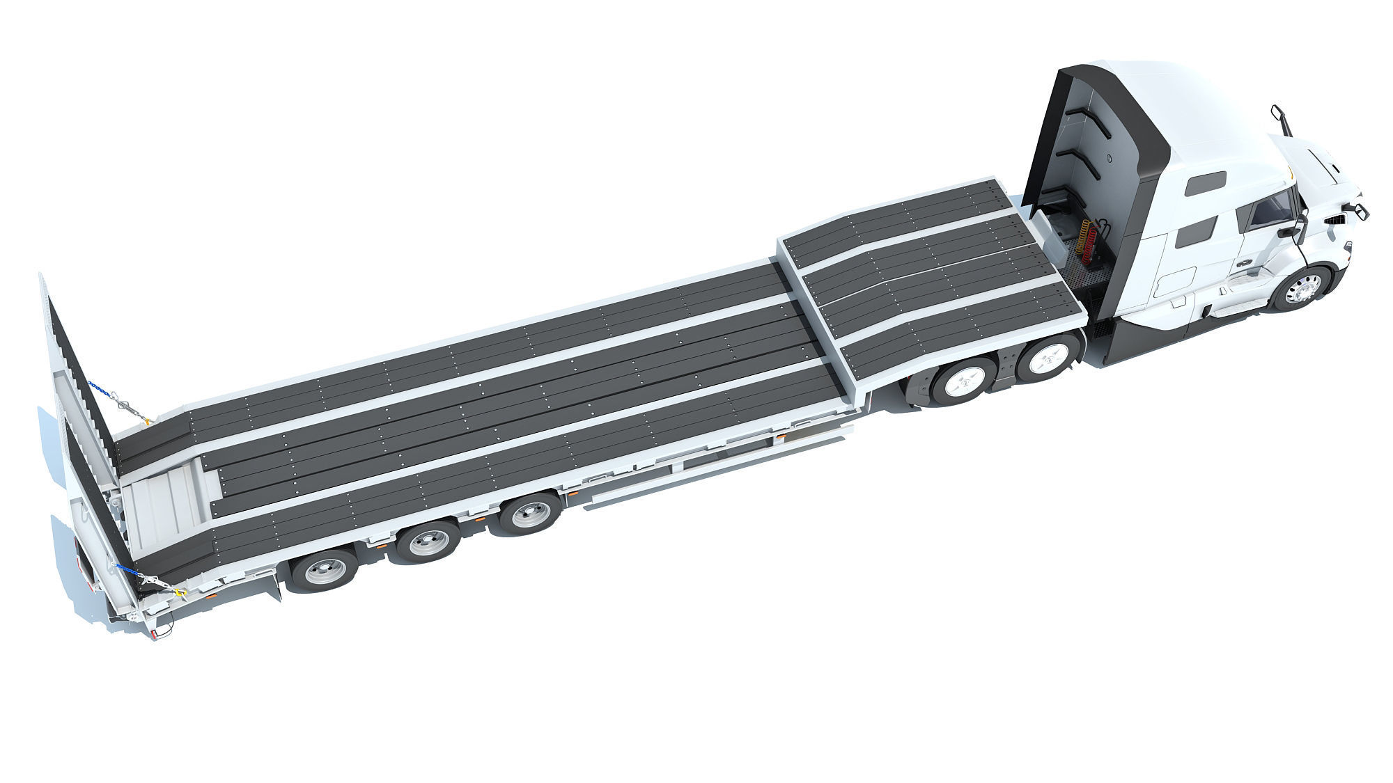 2024 Semi-Truck with Platform Trailer 3D model_6