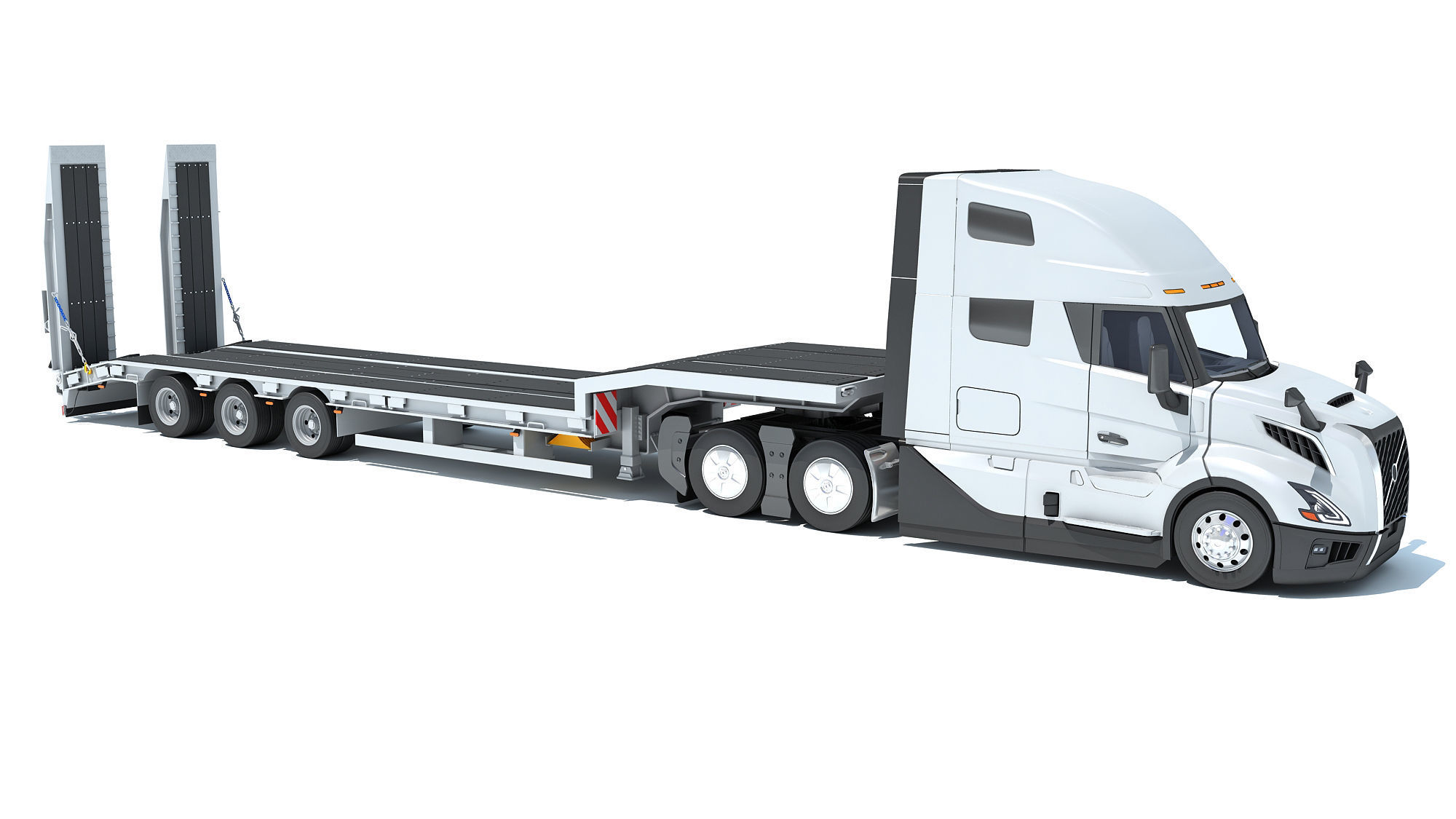 2024 Semi-Truck with Platform Trailer 3D model_7